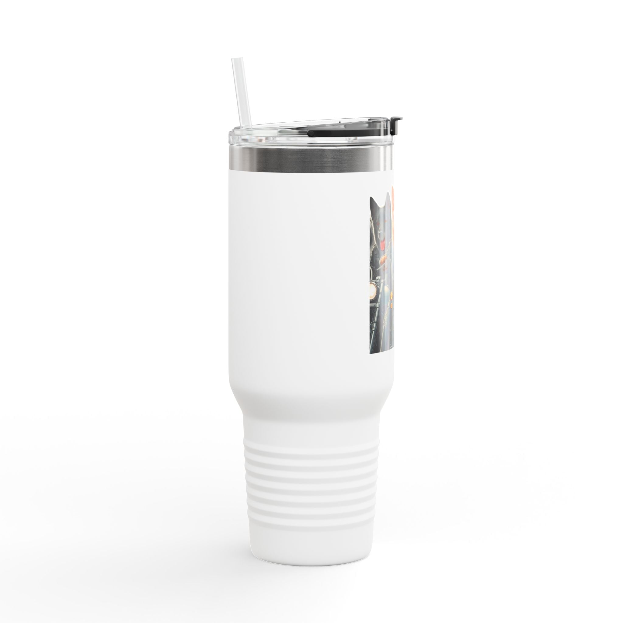 Insulated Travel Mug - Fun Motorcycle Dog Design