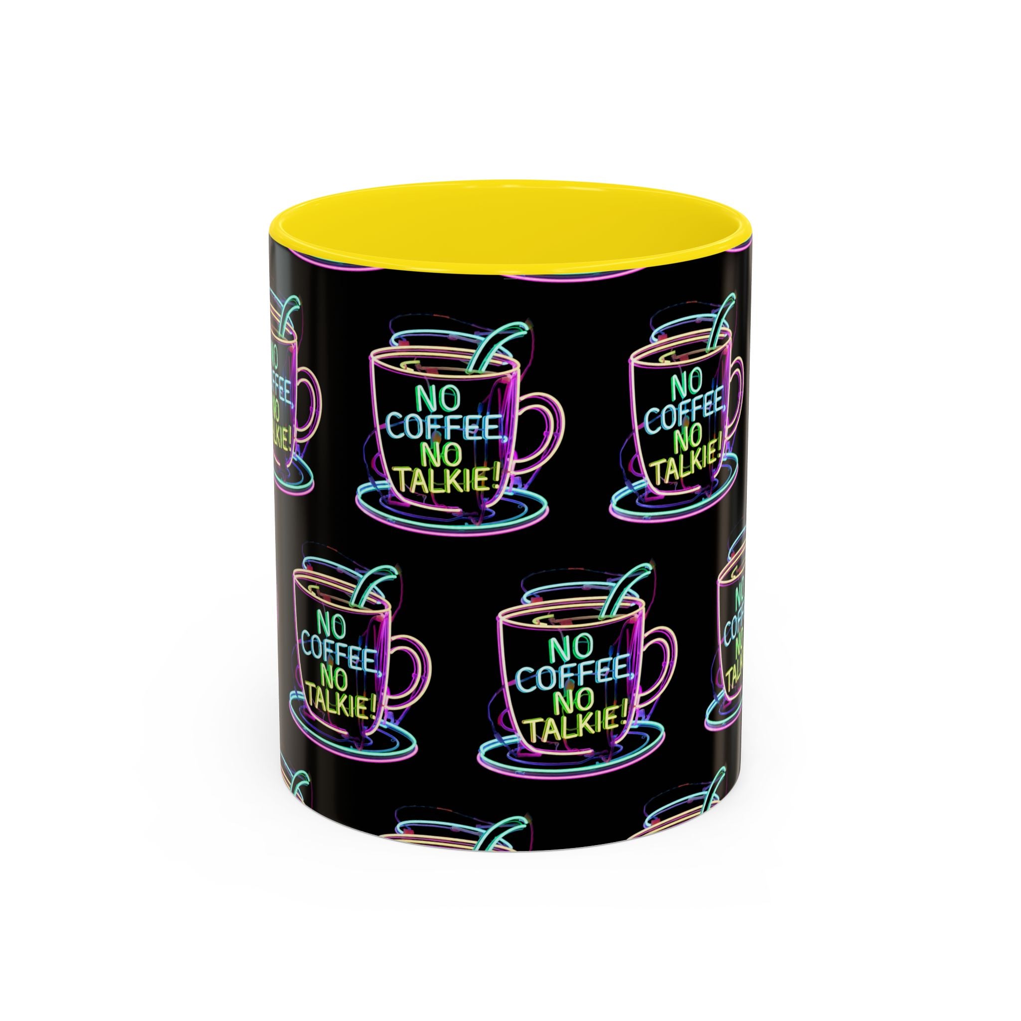 Coffee Mug — "No Coffee No Talkie" Neon Accent Mug