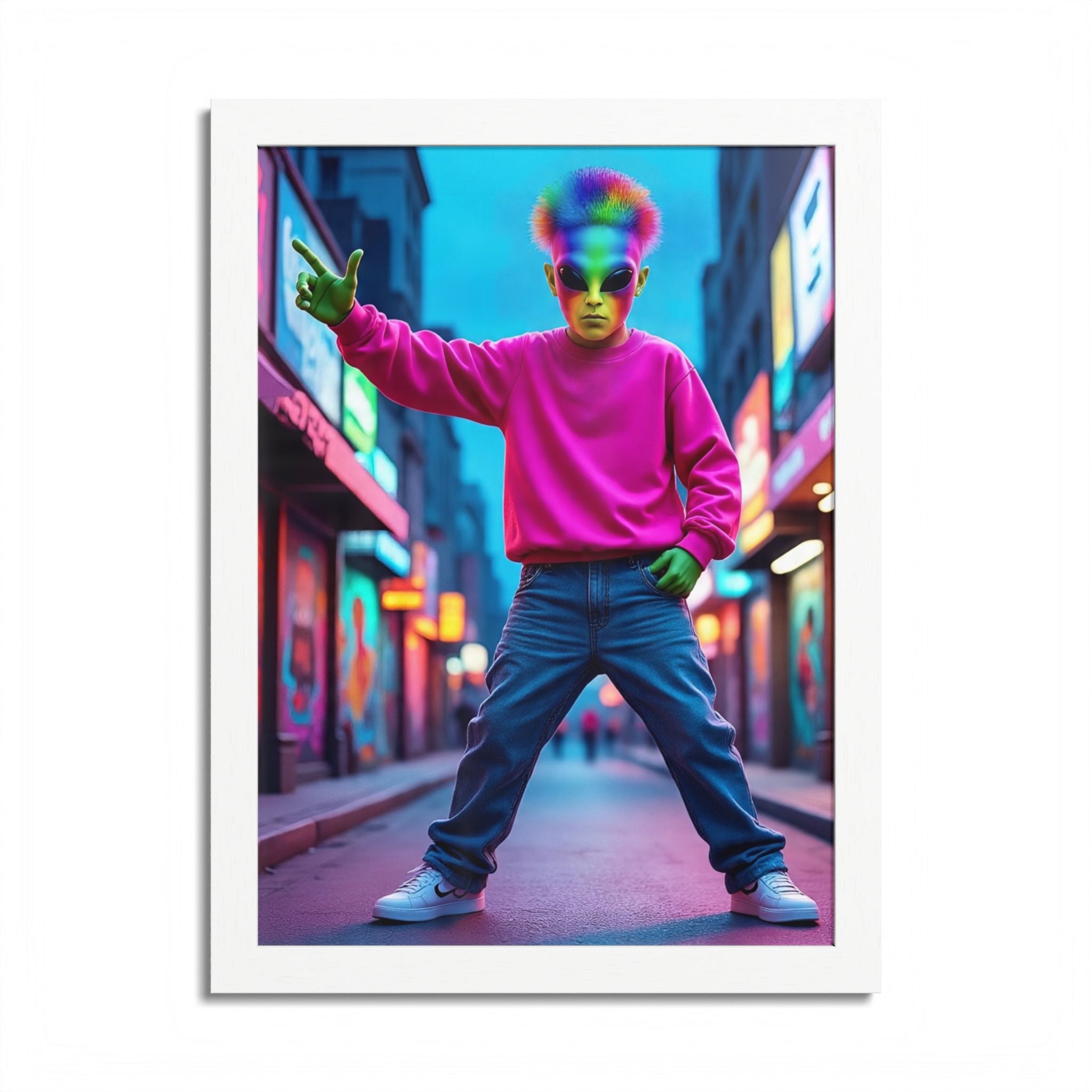 Vibrant Framed Poster, Colorful Wall Art for Home Décor, Funky Room Decoration, Unique Gift for Art Lovers, Retro Vibes, Pop Culture
