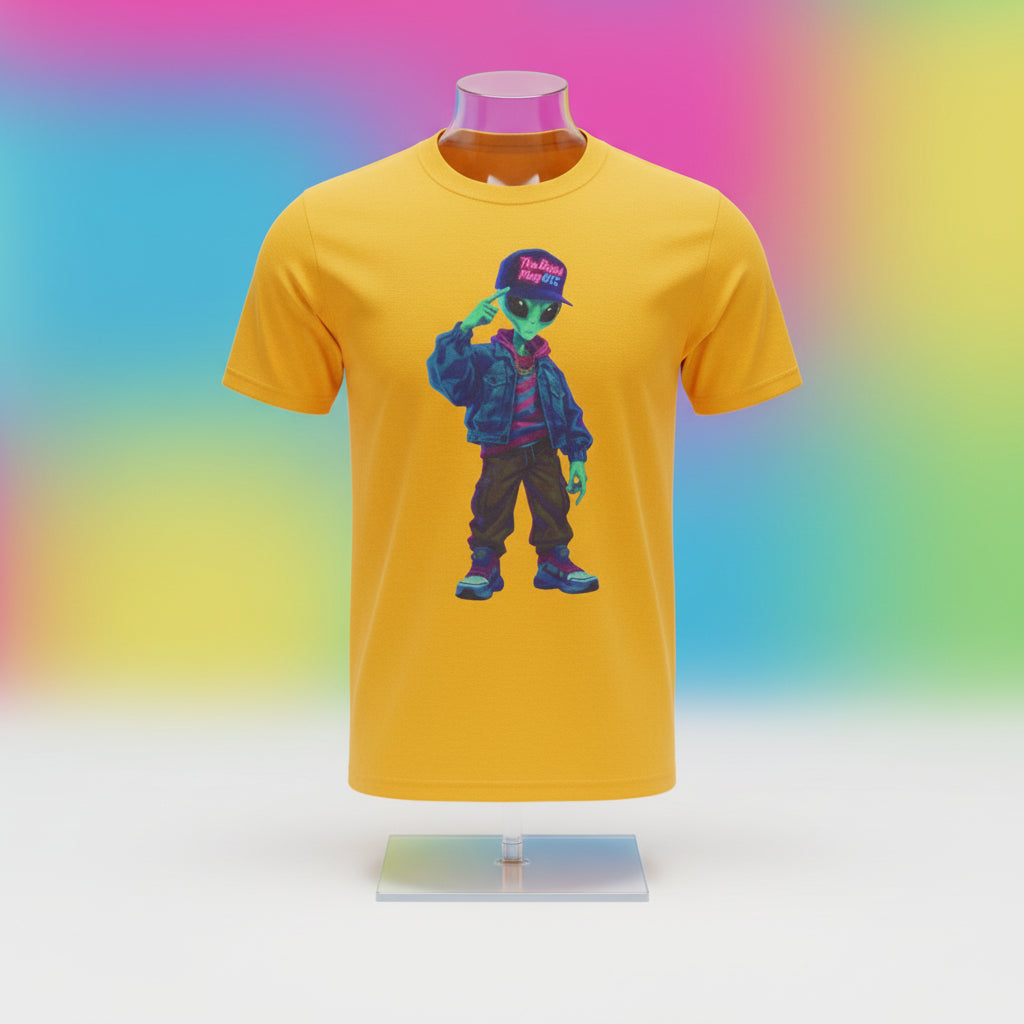 VYBZ Vibrant Alien Graphic Tee - Unisex Heavy Cotton Tee for Casual Wear, Gifts, Streetwear, Festivals, Unique Style