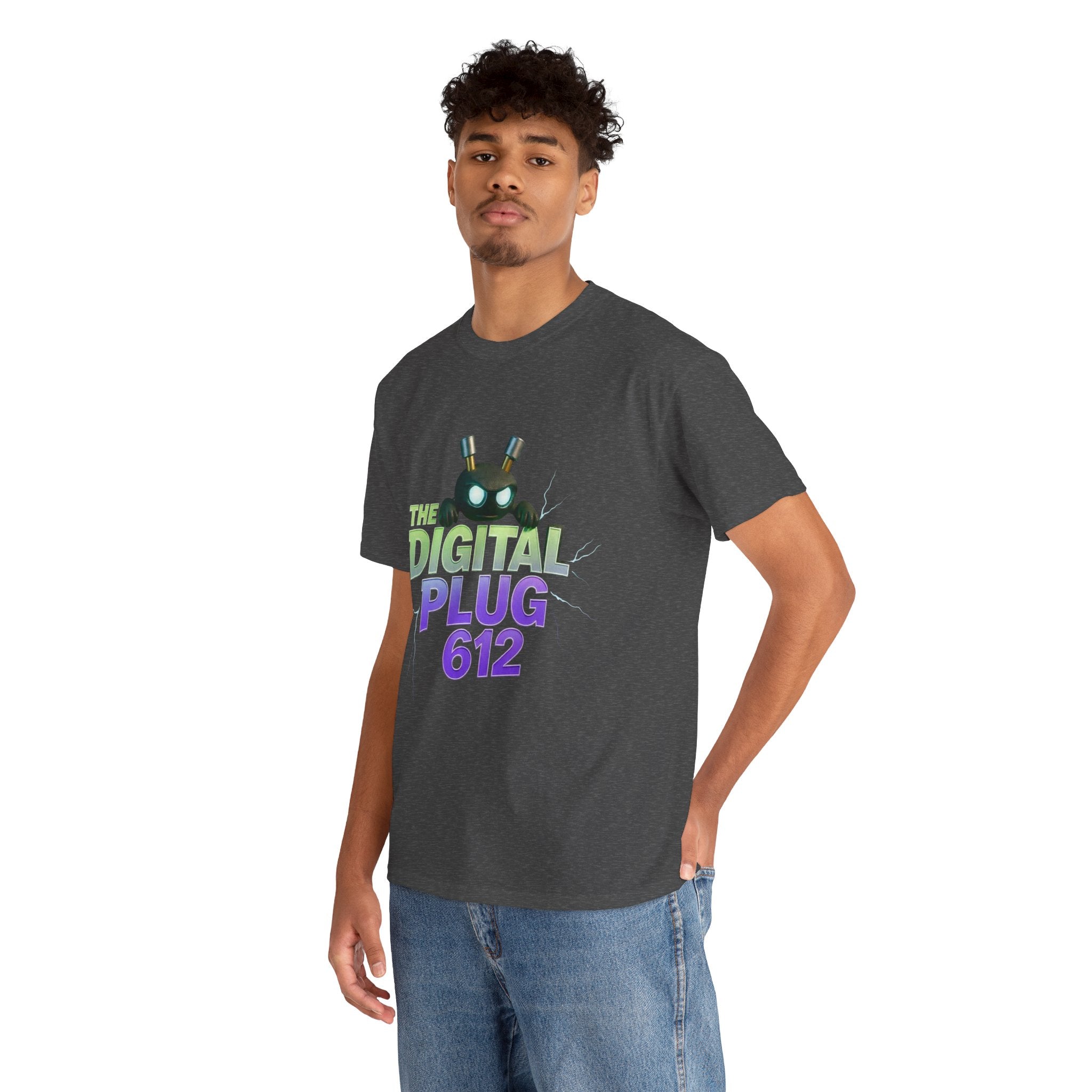 The Digital Plug 612 Tee — Retro Neon Tech Graphic T-Shirt