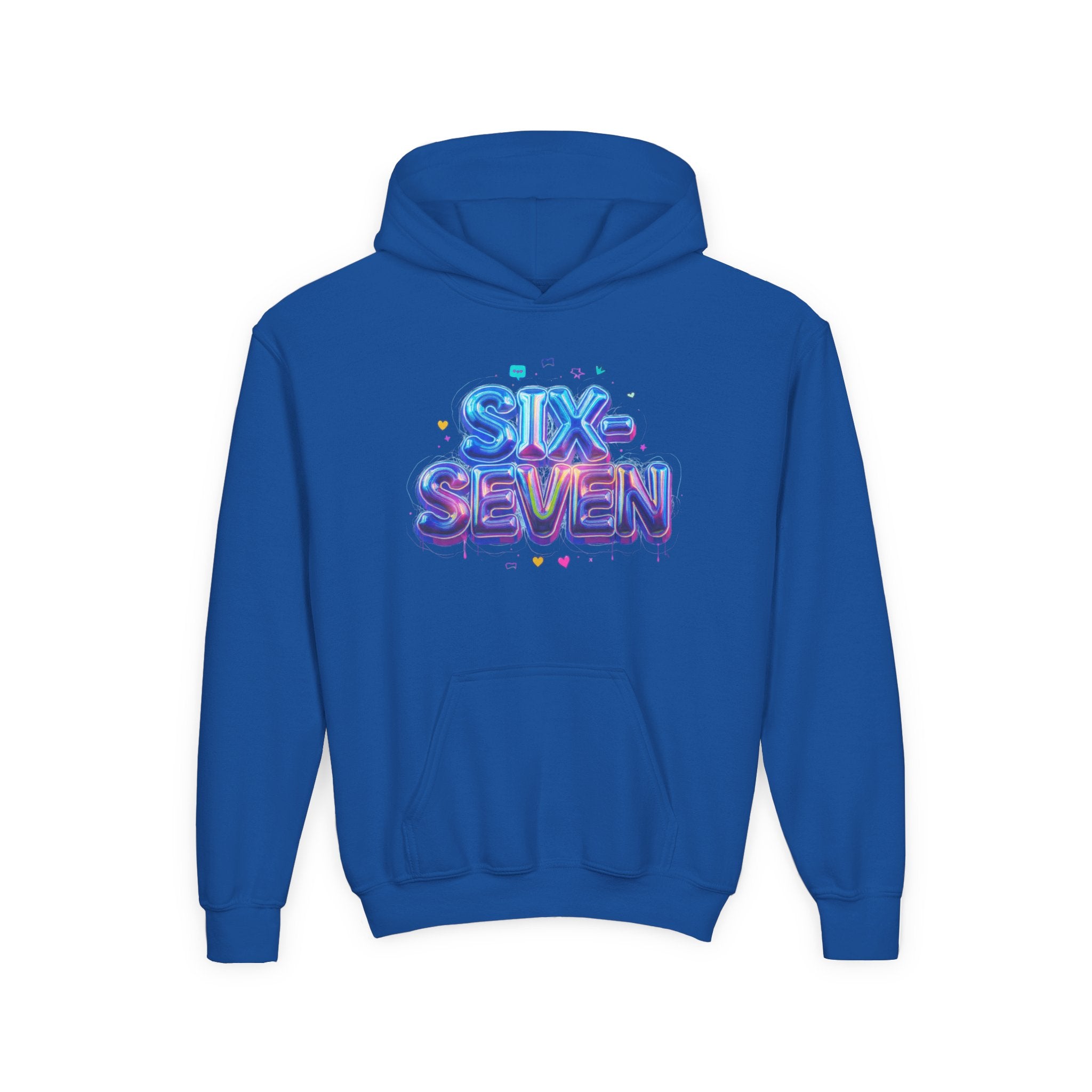 Youth Hoodie — "Six Seven" Colorful 3D Balloon Text Graphic