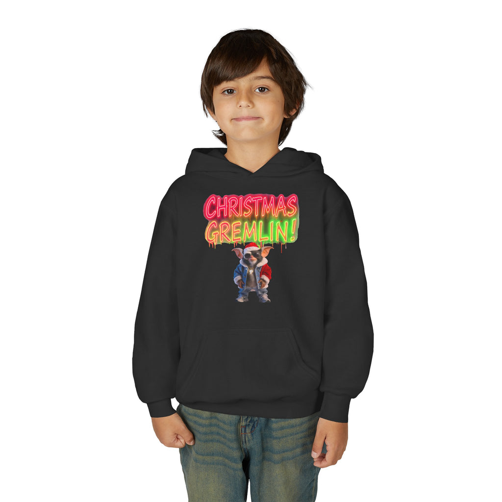 Youth Hoodie — 'Christmas Gremlin' Festive Kids Holiday Sweatshirt