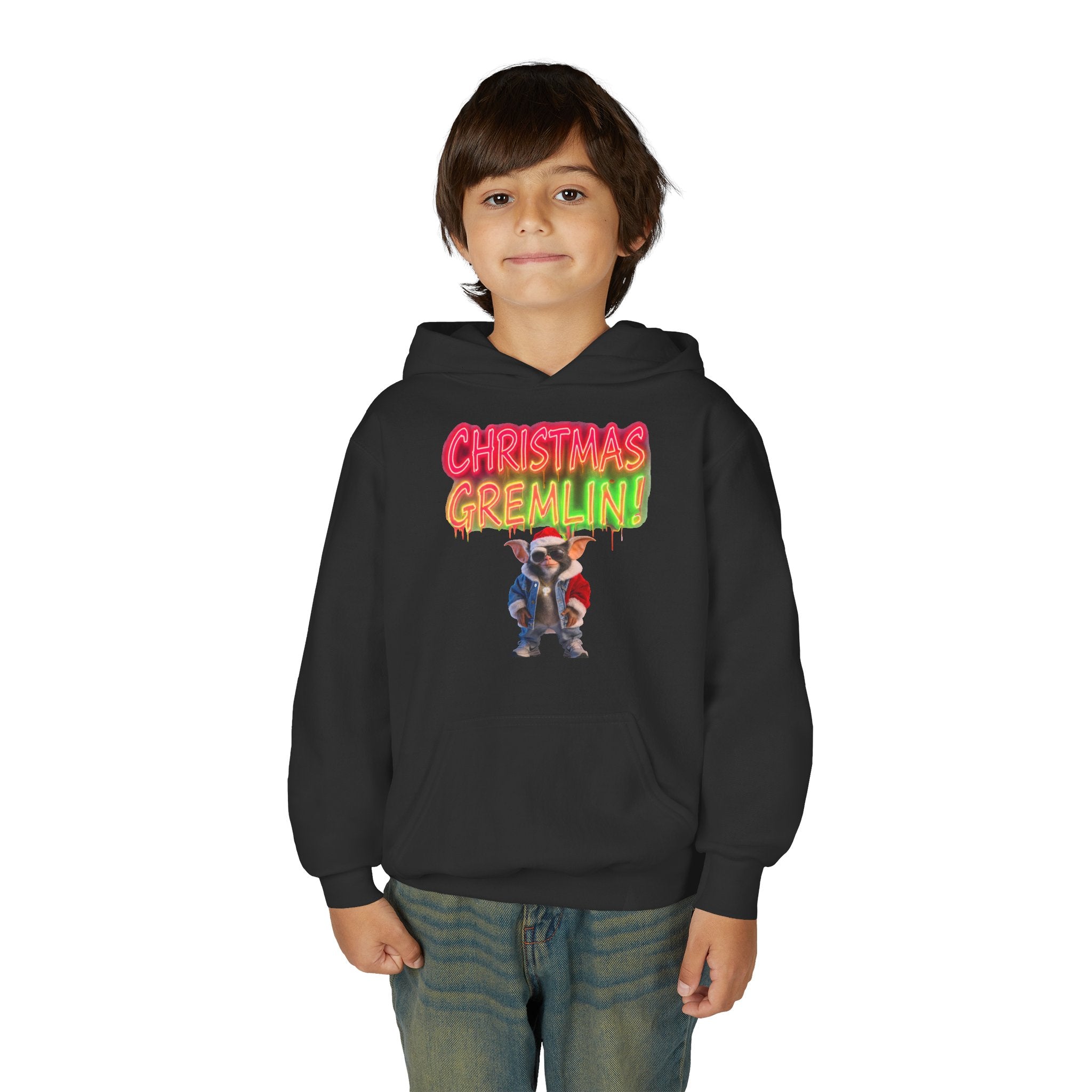 Youth Hoodie — 'Christmas Gremlin' Festive Kids Holiday Sweatshirt