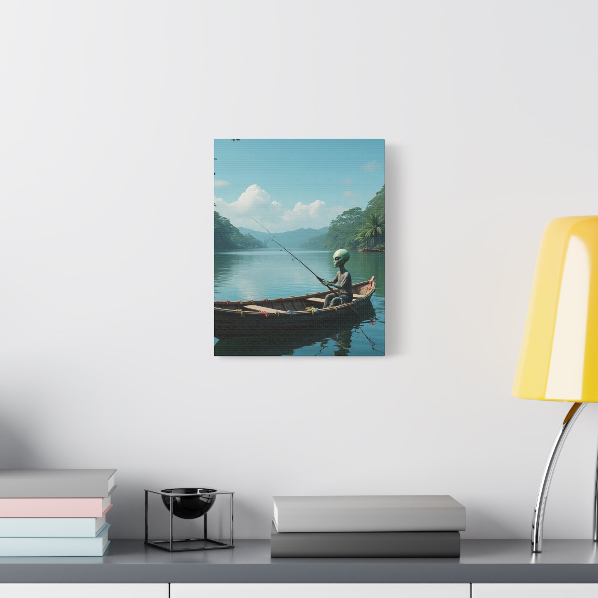 Alien Fishing Canvas Art
