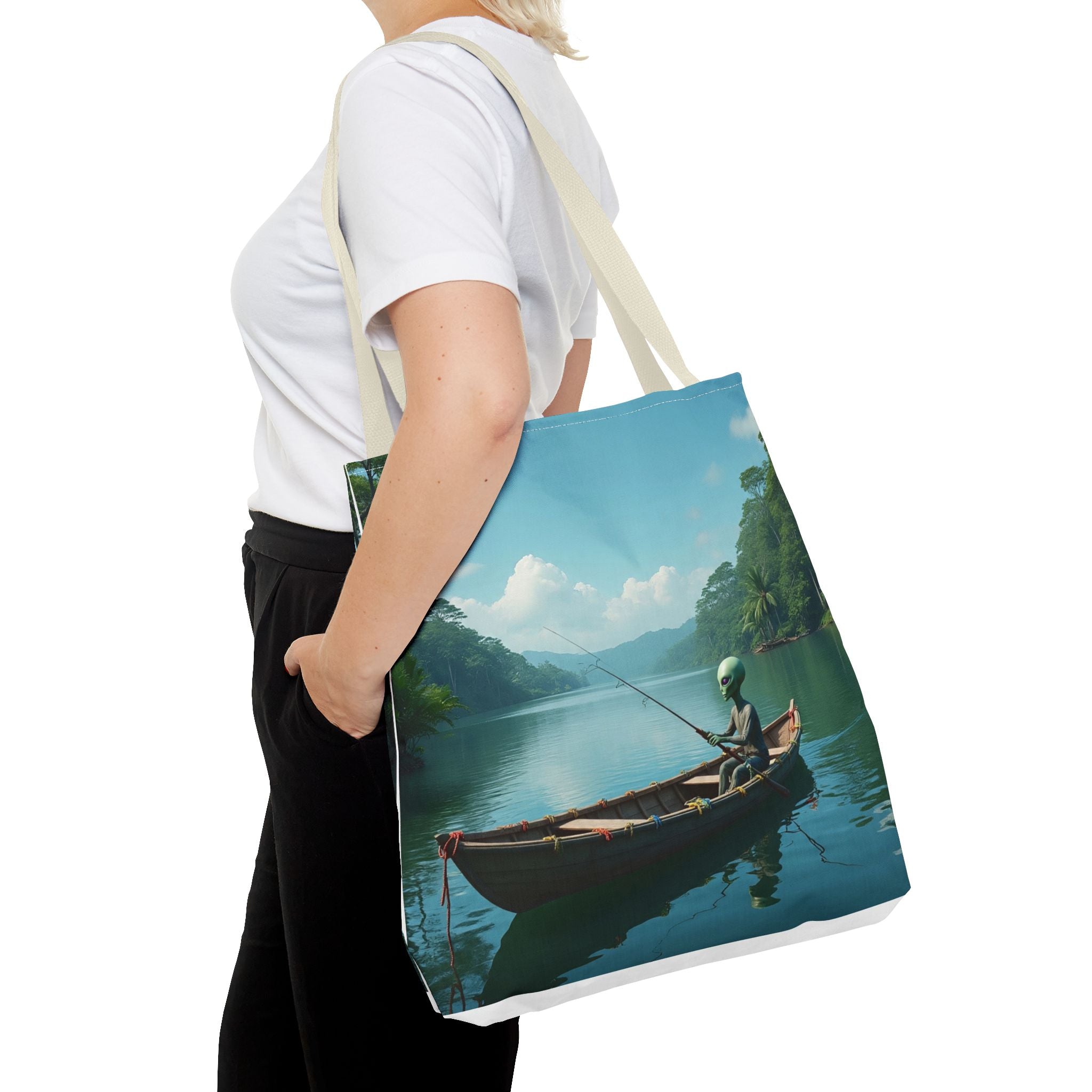 VYBZ Serene Alien Fishing Scenic Tote Bag
