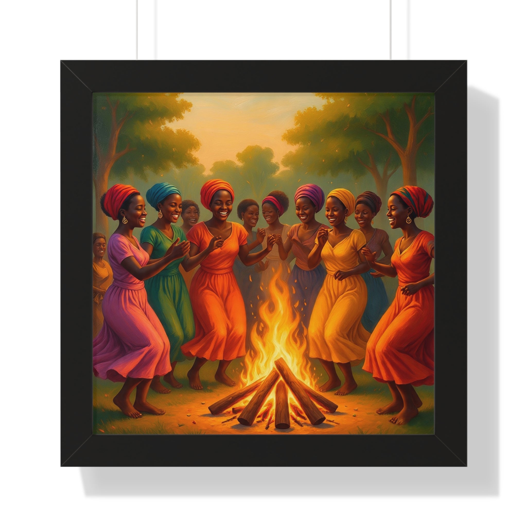 African Women Dance Bonfire Poster