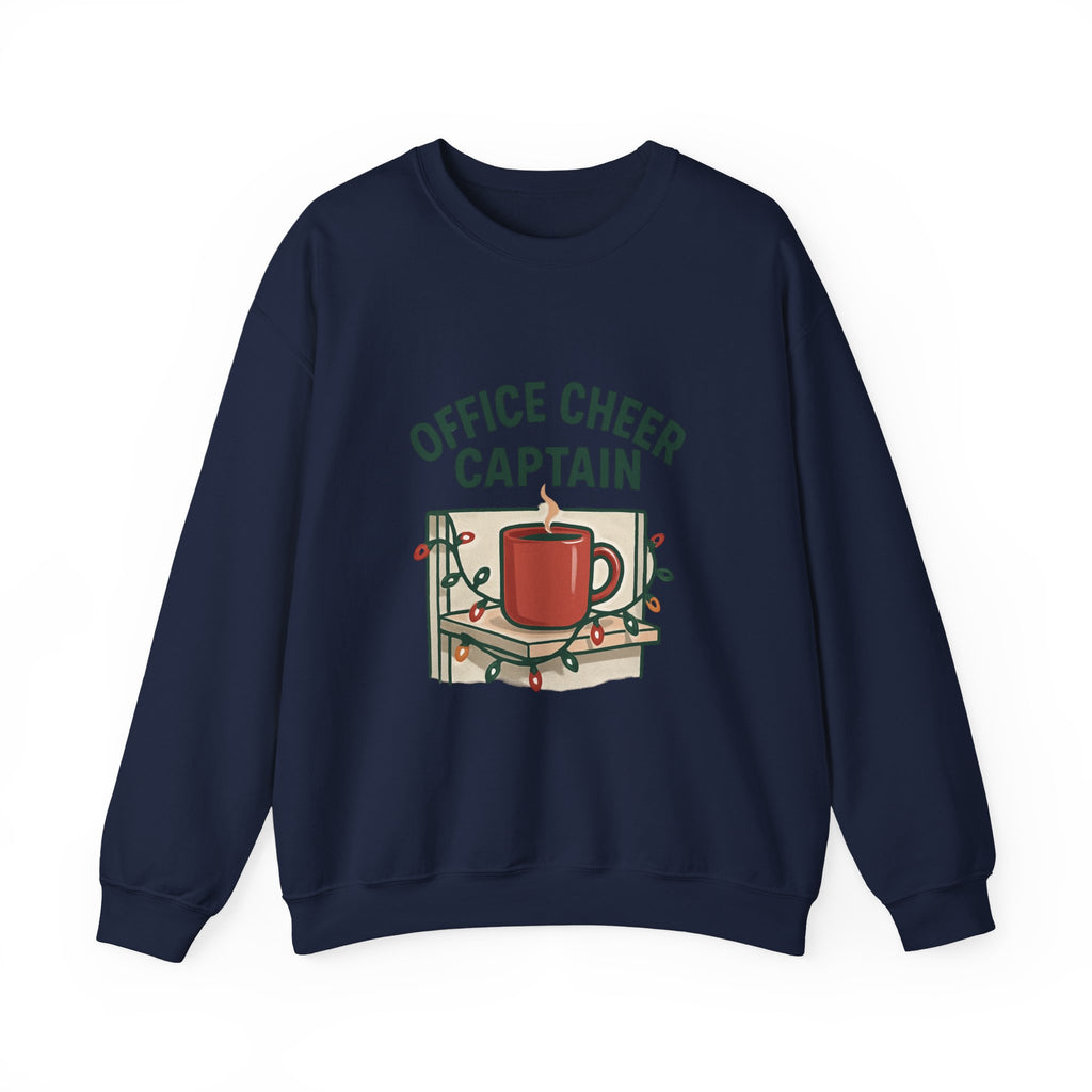 Crewneck Sweatshirt — "Office Cheer Captain" Holiday Coffee Crew