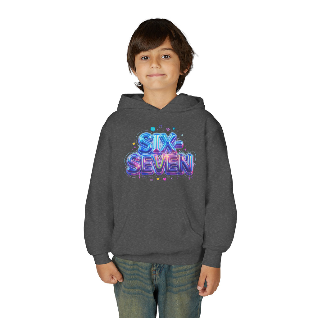 Youth Hoodie — "Six Seven" Colorful 3D Balloon Text Graphic