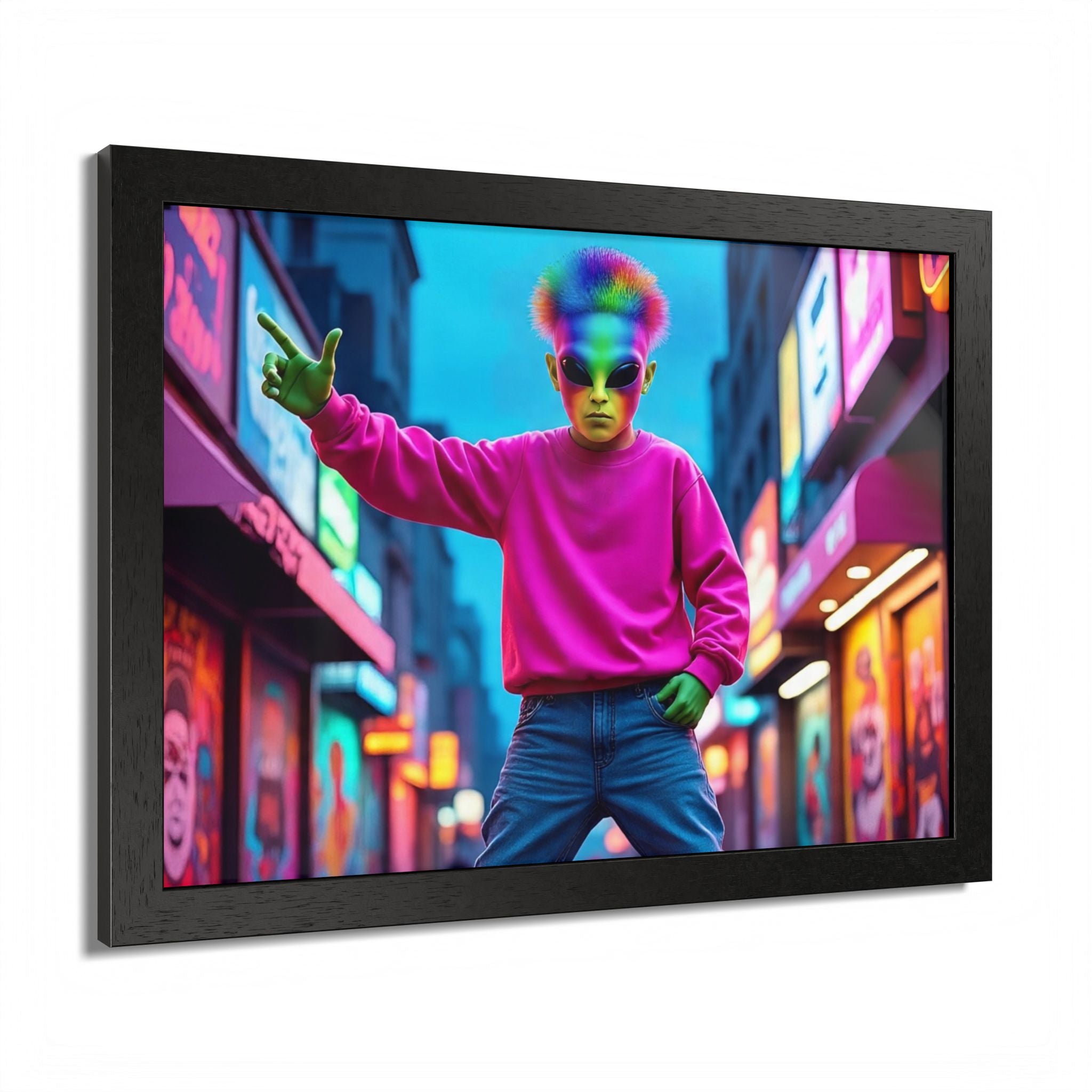 Vibrant Framed Poster, Colorful Wall Art for Home Décor, Funky Room Decoration, Unique Gift for Art Lovers, Retro Vibes, Pop Culture