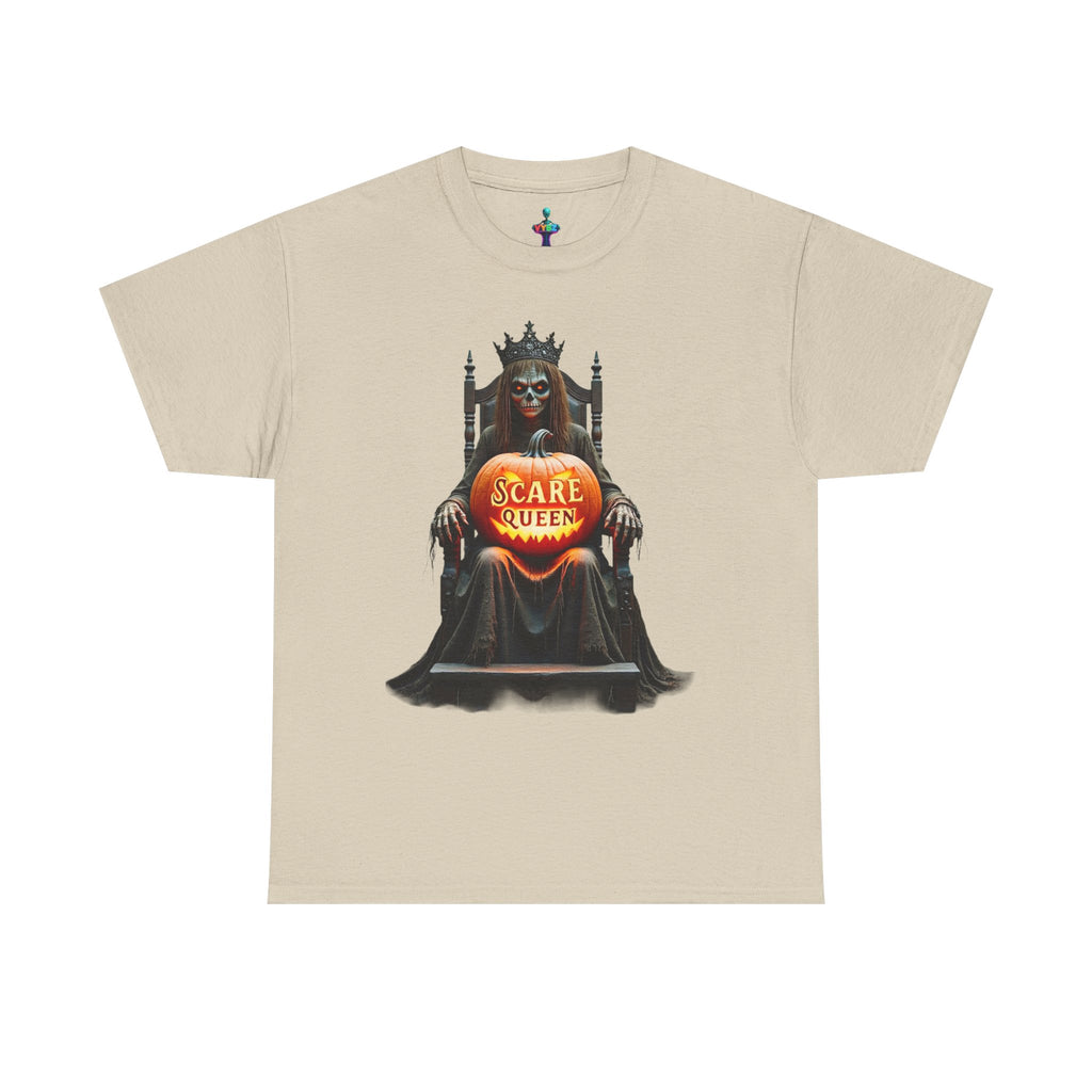VYBZ Scare Queen Unisex Heavy Cotton Tee, Halloween T-Shirt, Horror Movie Fan Apparel, Gothic Fashion, Spooky Gift