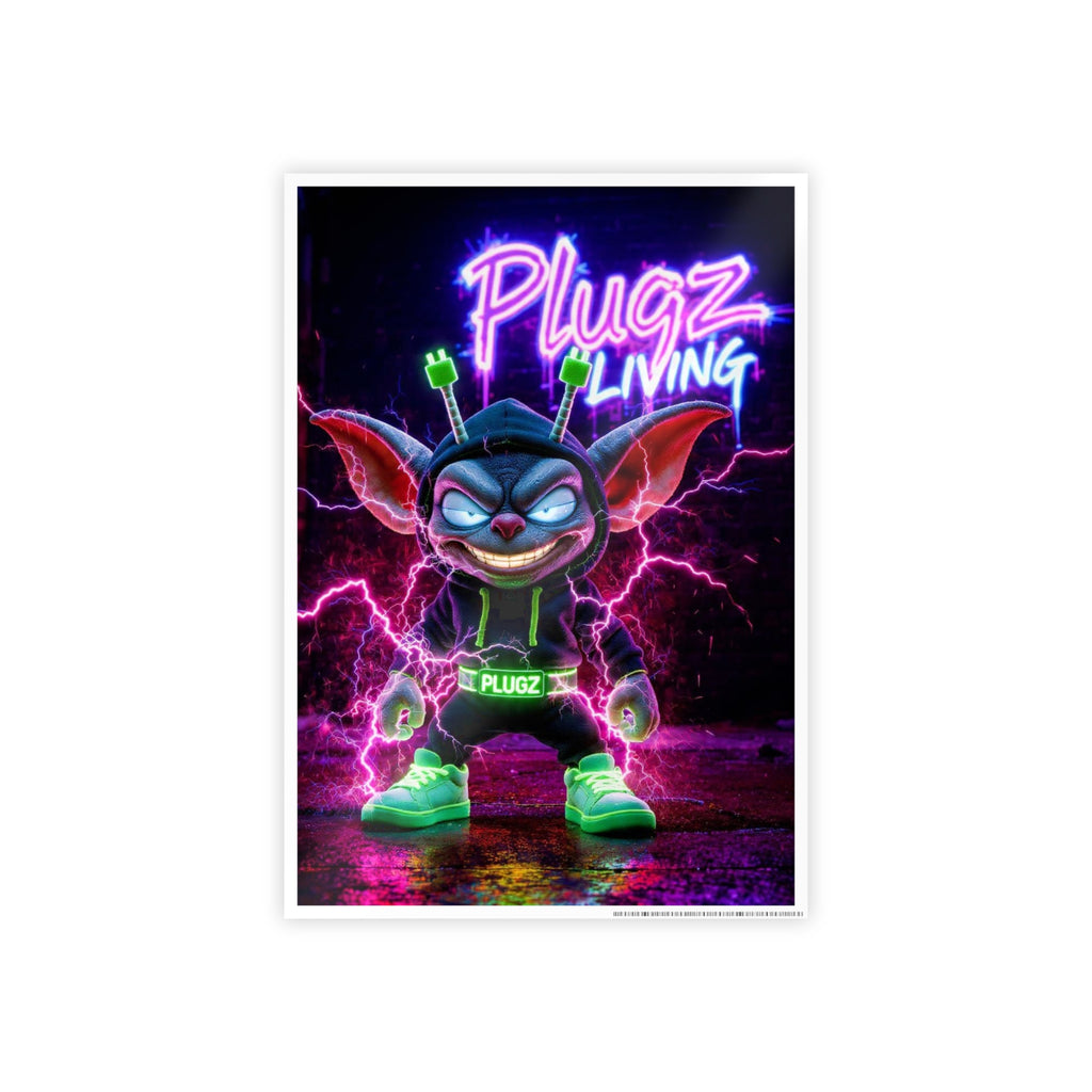 Gloss Poster — 'Plugz Living' Neon Character Art Print