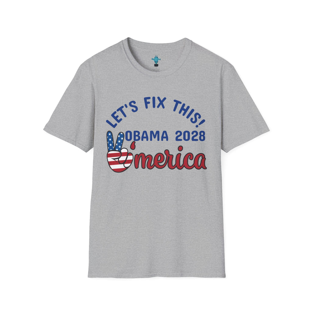 VYBZ Obama 2028 Unisex Softstyle T-Shirt, Casual Wear, Political Statement Tee, Gift for Activists, Election Merchandise