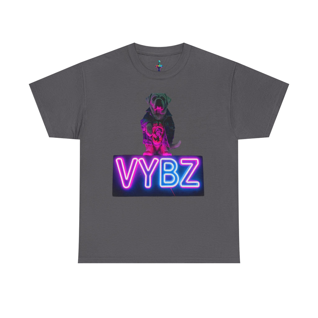 Neon Dog VYBZ Tee, Unisex Heavy Cotton T-Shirt, Casual Wear, Pet Lovers Gift, Streetwear Style, Dog Lover Apparel