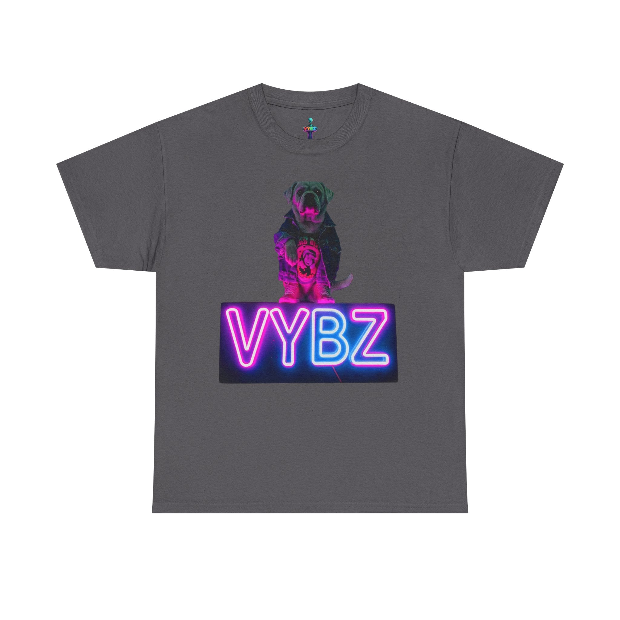 Neon Dog VYBZ Tee, Unisex Heavy Cotton T-Shirt, Casual Wear, Pet Lovers Gift, Streetwear Style, Dog Lover Apparel
