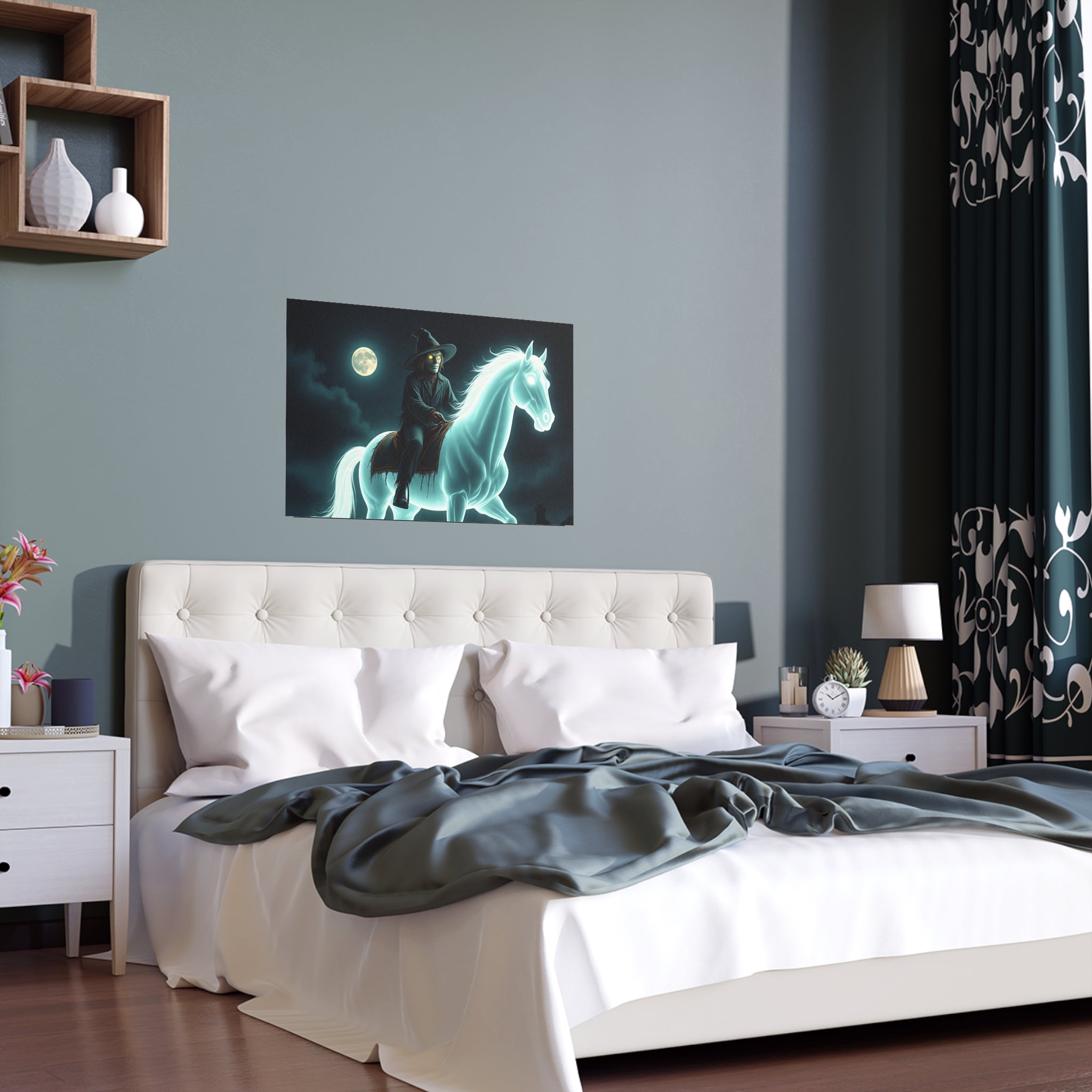 Mystical Wizard Horse Silk Poster, Home Decor, Halloween Art, Wall Art, Gift for Horse Lovers, Indoor and Outdoor Decoration