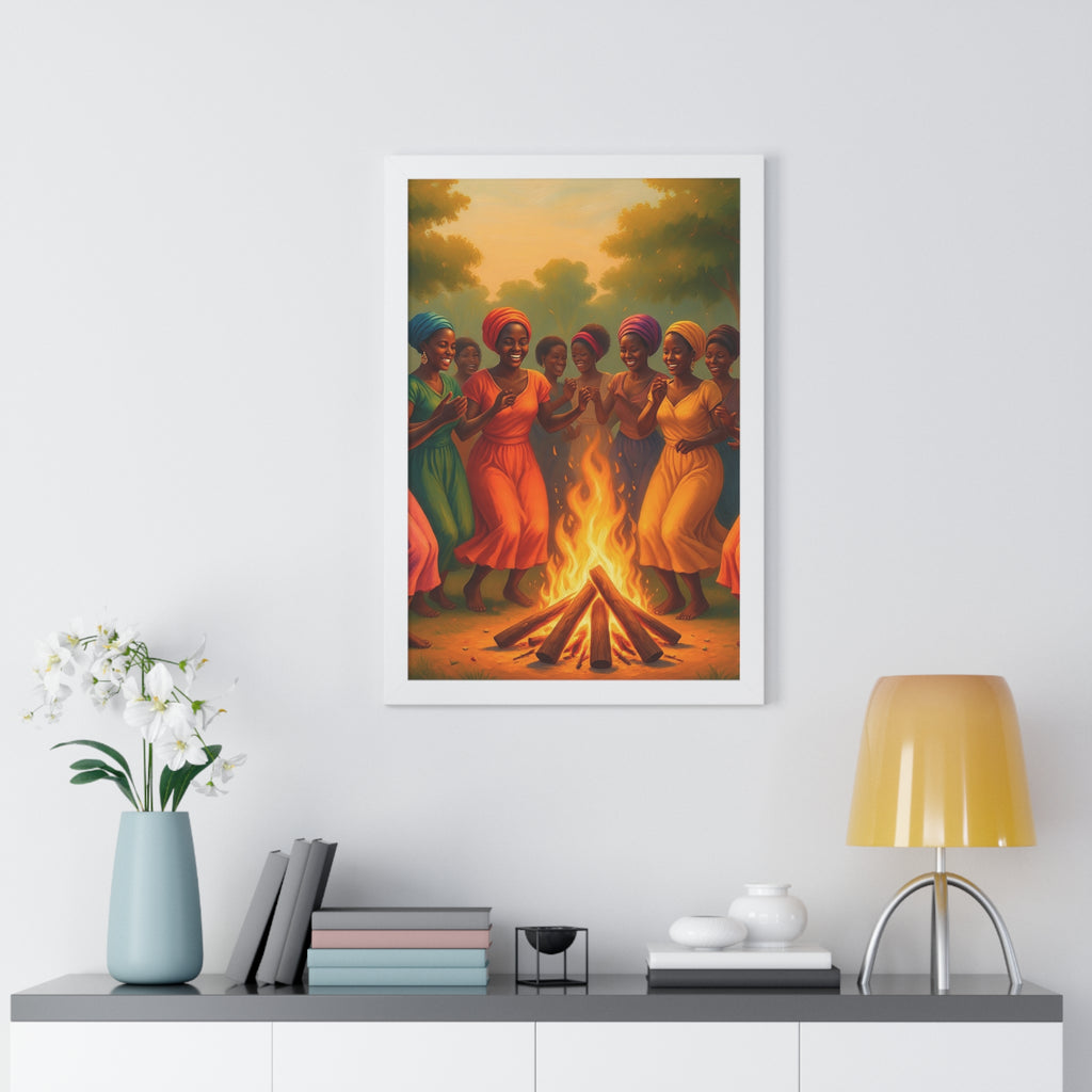 African Women Dance Bonfire Poster