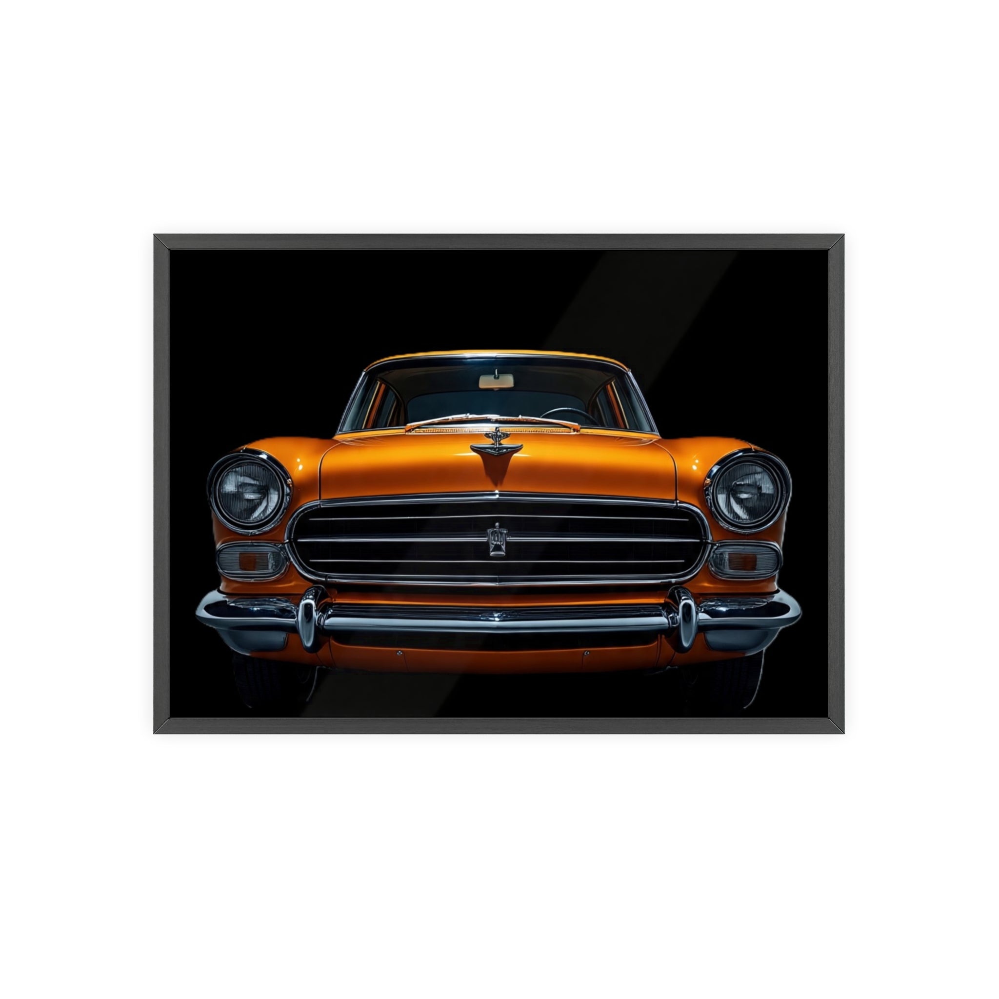 Classic Car Art Poster with Wooden Frame, Vintage Auto Decor, Gift for Car Lovers, Retro Wall Art, Home & Office Decoration