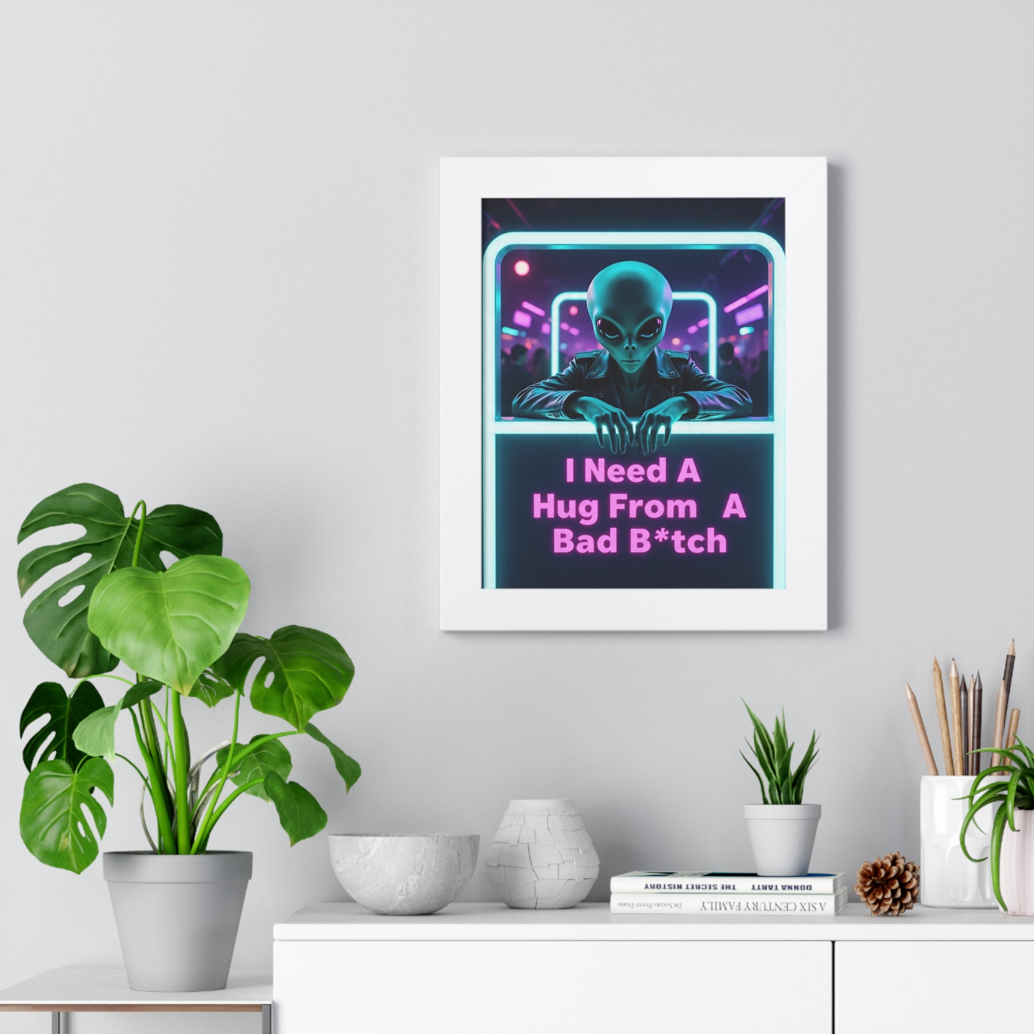 Funky Alien Art Print, Framed Vertical Poster for Home Decor, Cool Gift for Sci-Fi Lovers, Quirky Wall Art for Parties, Unique Room [...]