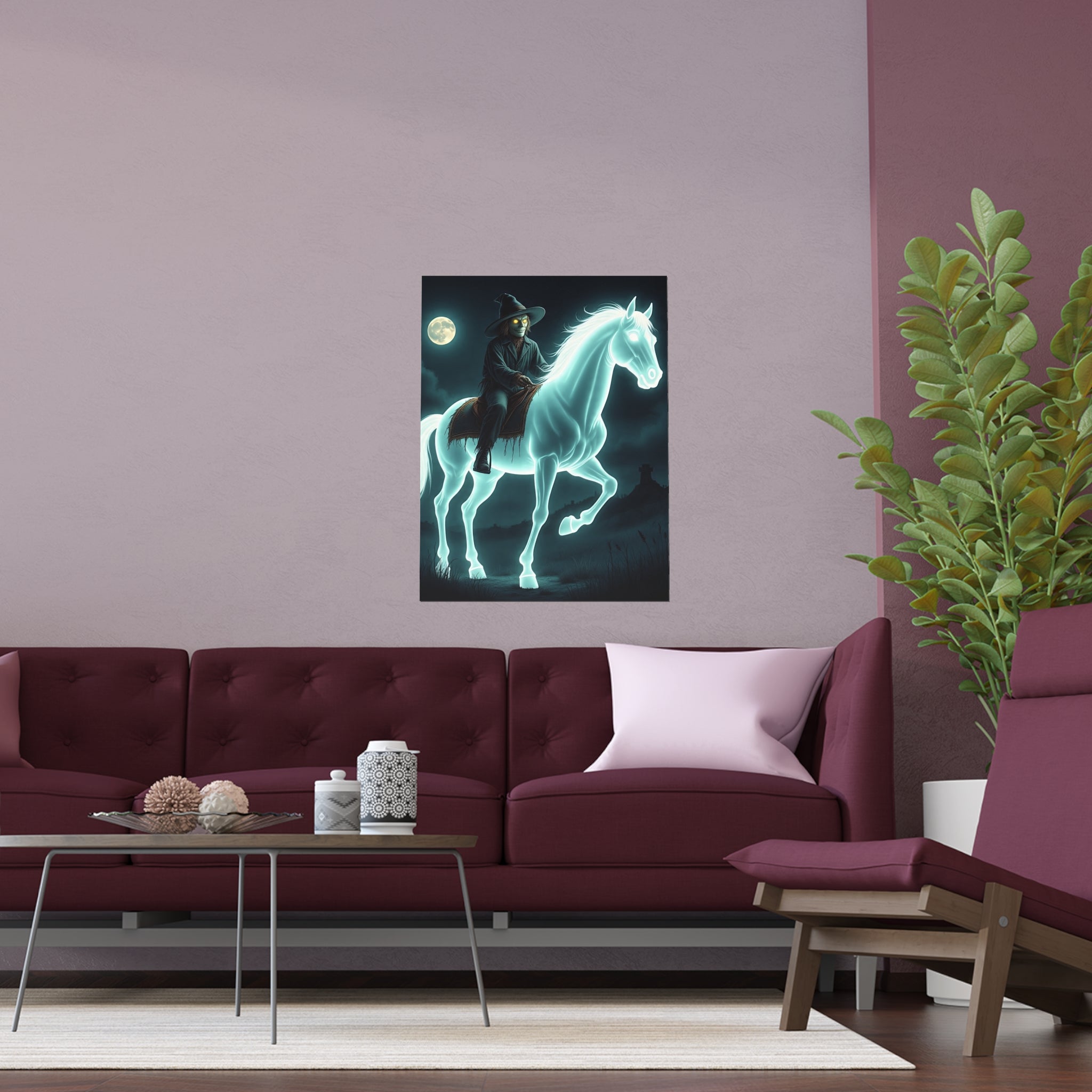 Mystical Wizard Horse Silk Poster, Home Decor, Halloween Art, Wall Art, Gift for Horse Lovers, Indoor and Outdoor Decoration