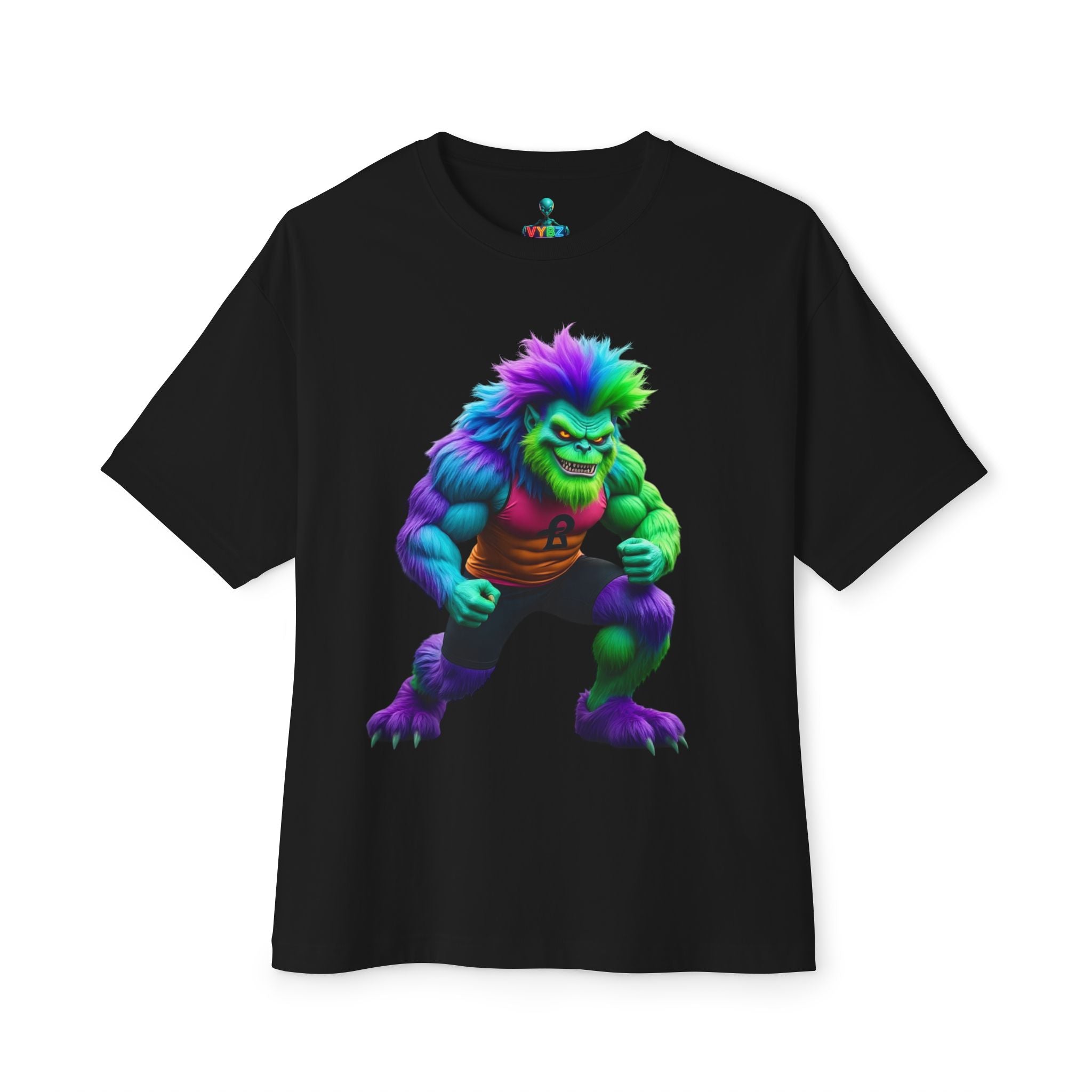 VYBZ Colorful Monster Graphic Tee, Fun Unisex Boxy Shirt, Casualwear for Kids & Adults, Gifts for Birthdays, Festivals, Summer Vibes, Streetwear