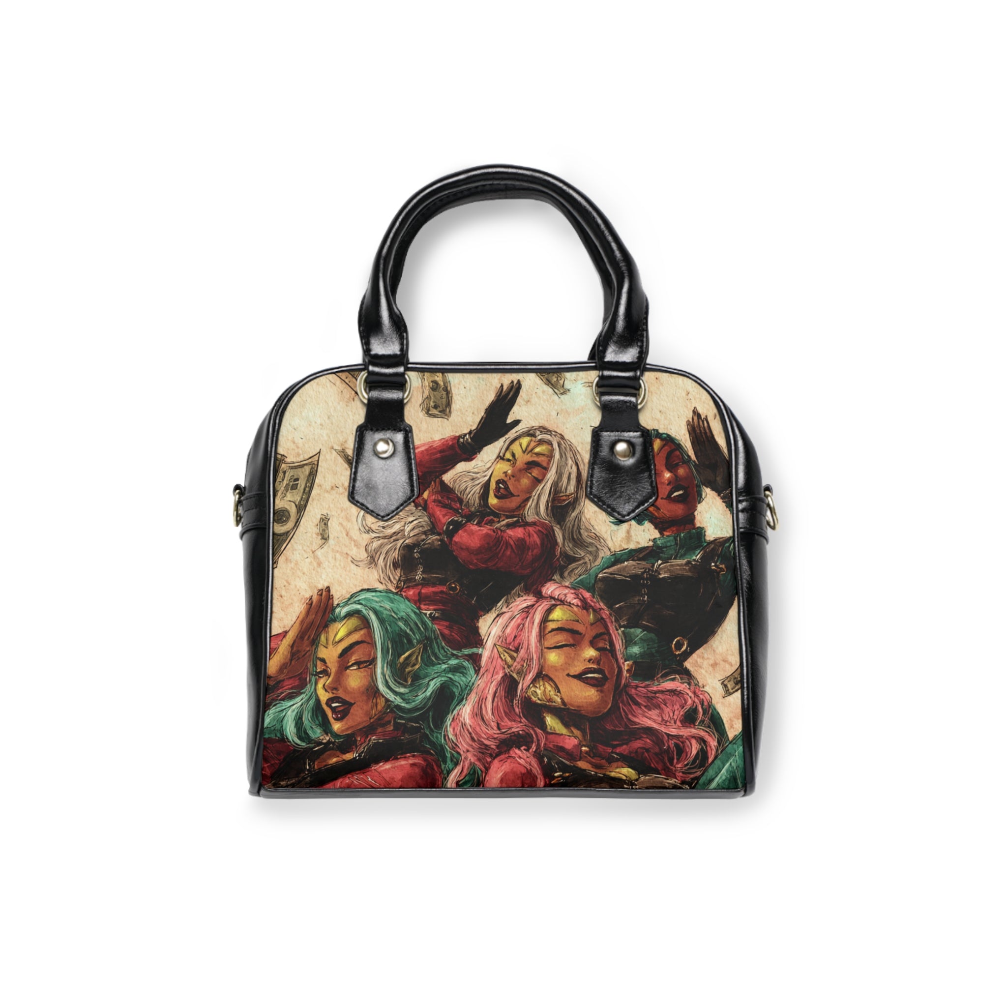 Shoulder Handbag - Colorful Retro Comic Villain Art Purse