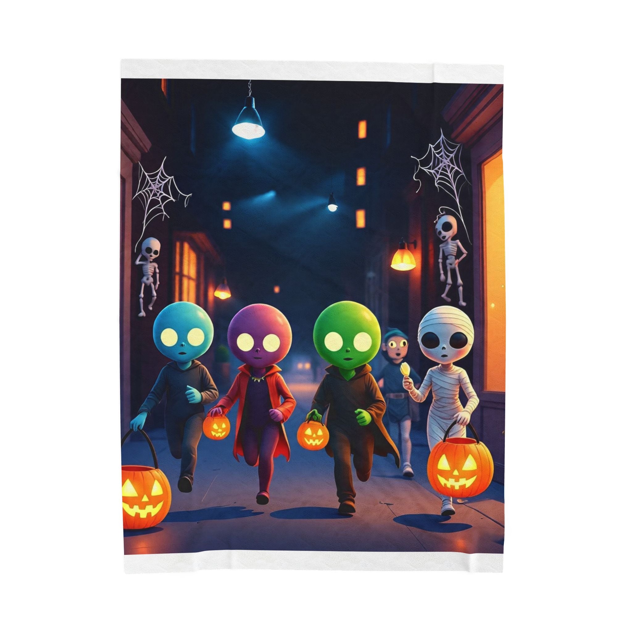 Aliens Trick or Treating Velveteen Plush Blanket