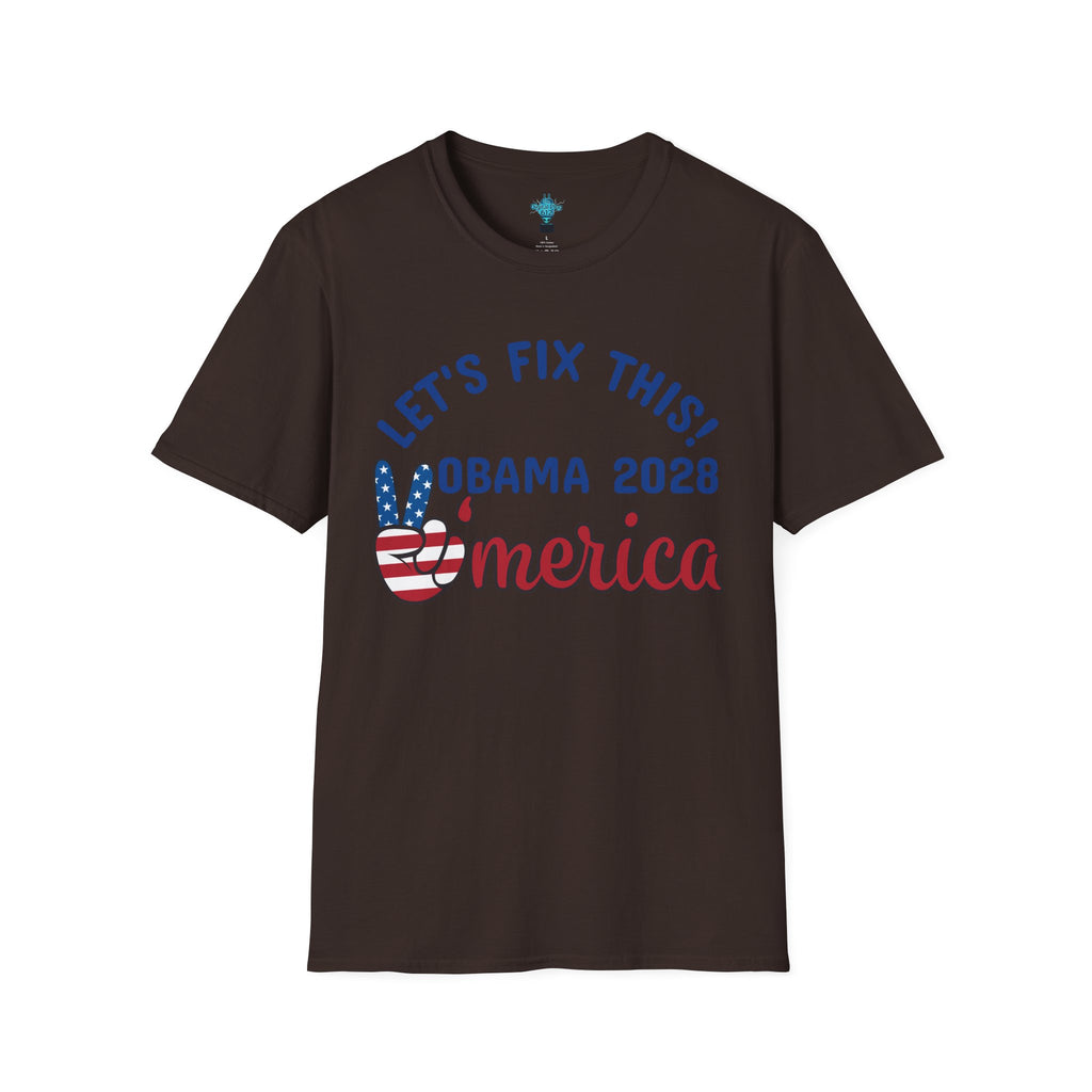 VYBZ Obama 2028 Unisex Softstyle T-Shirt, Casual Wear, Political Statement Tee, Gift for Activists, Election Merchandise