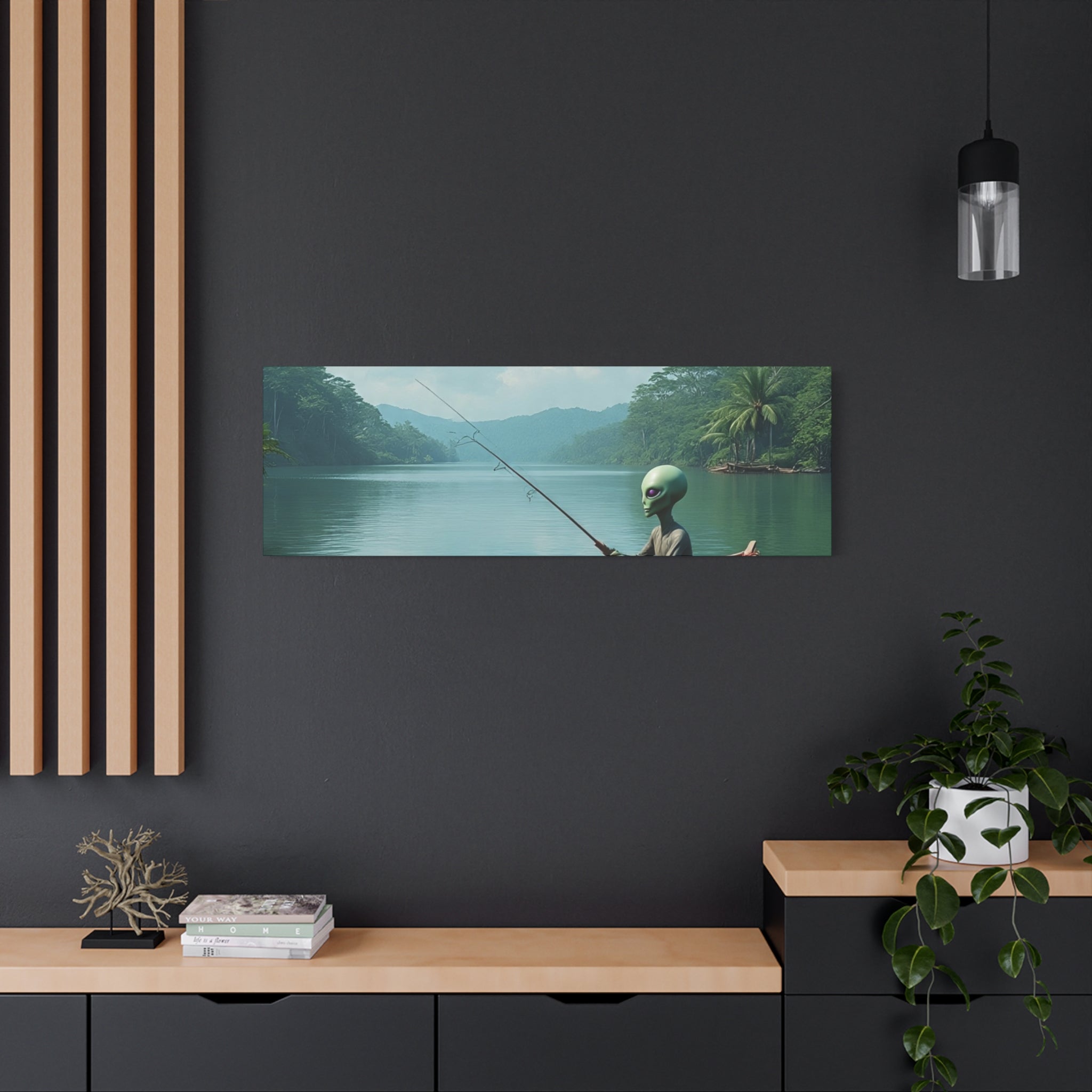 Alien Fishing Canvas Art