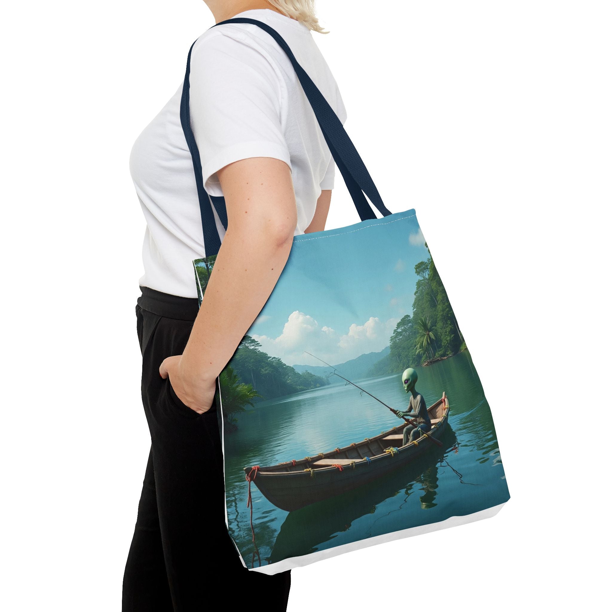 VYBZ Serene Alien Fishing Scenic Tote Bag