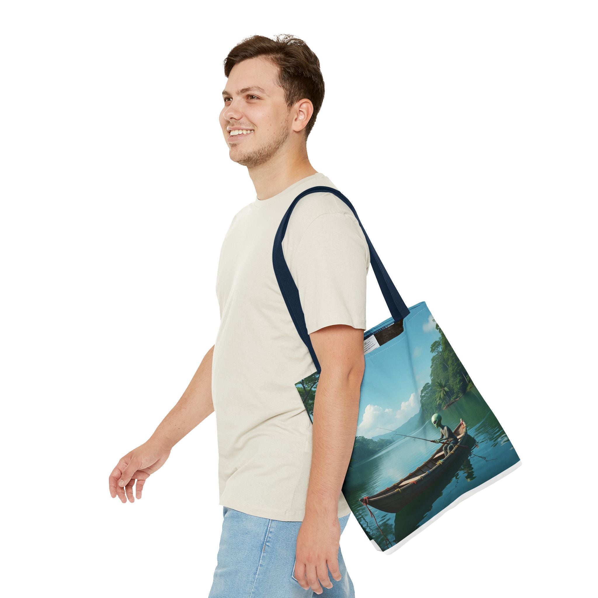 VYBZ Serene Alien Fishing Scenic Tote Bag