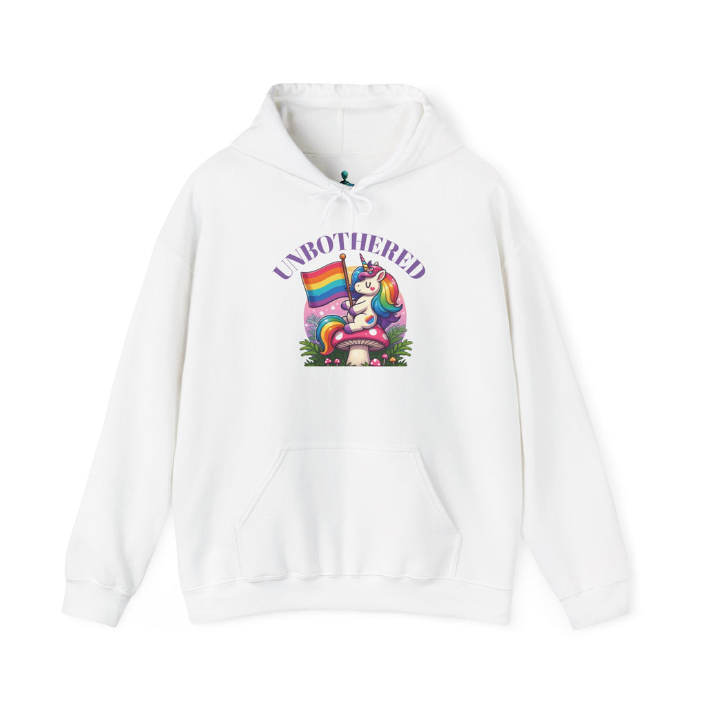 VYBZ "UNBOTHERED" Hoodie for All Ages, LGBTQ+ Gift, Cozy Sweatshirt, Cute Animal Apparel, Fun Pride Merchandise