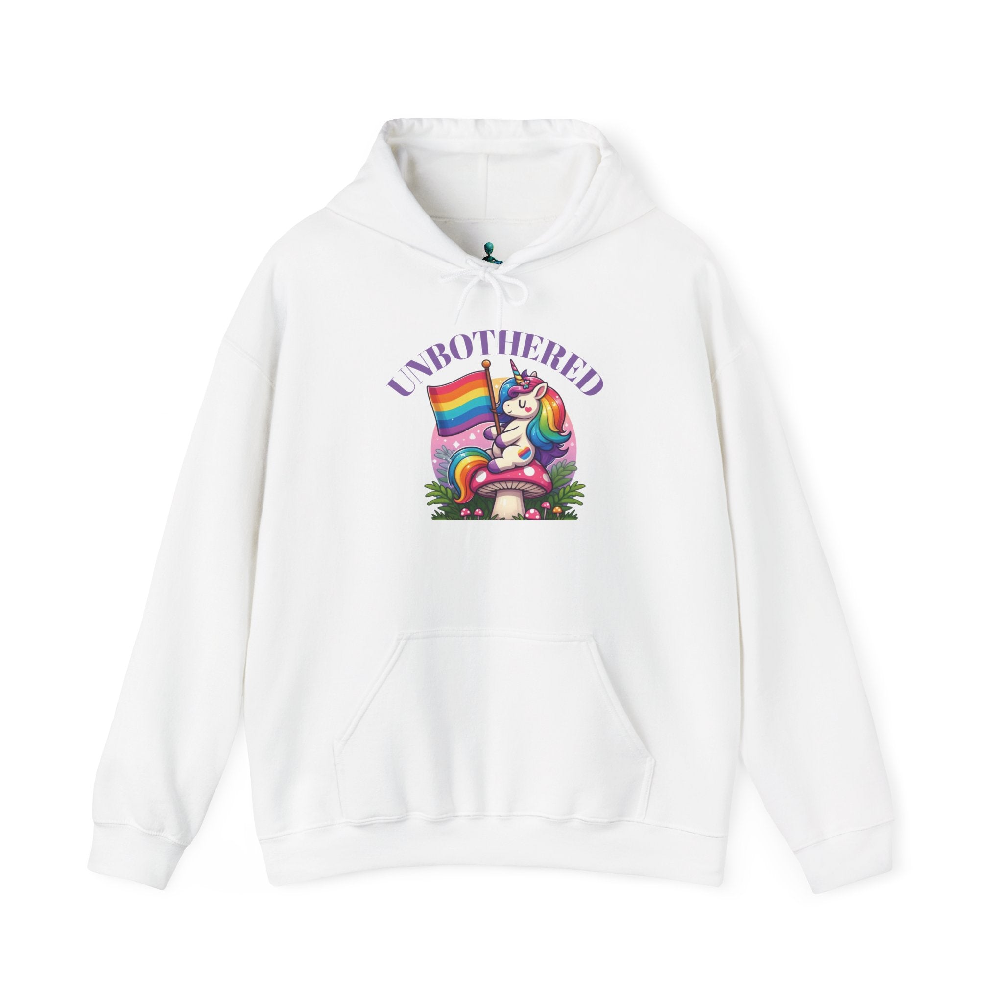 VYBZ "UNBOTHERED" Hoodie for All Ages, LGBTQ+ Gift, Cozy Sweatshirt, Cute Animal Apparel, Fun Pride Merchandise