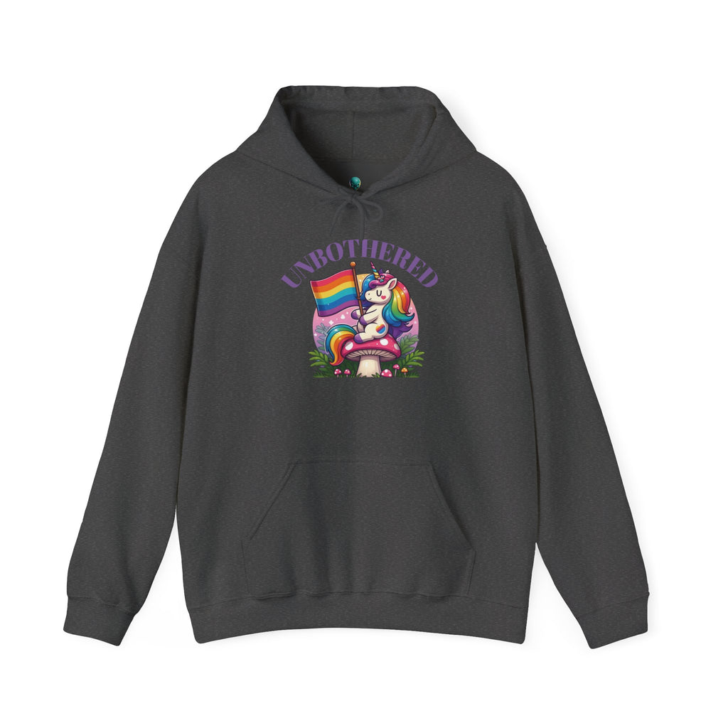 VYBZ "UNBOTHERED" Hoodie for All Ages, LGBTQ+ Gift, Cozy Sweatshirt, Cute Animal Apparel, Fun Pride Merchandise