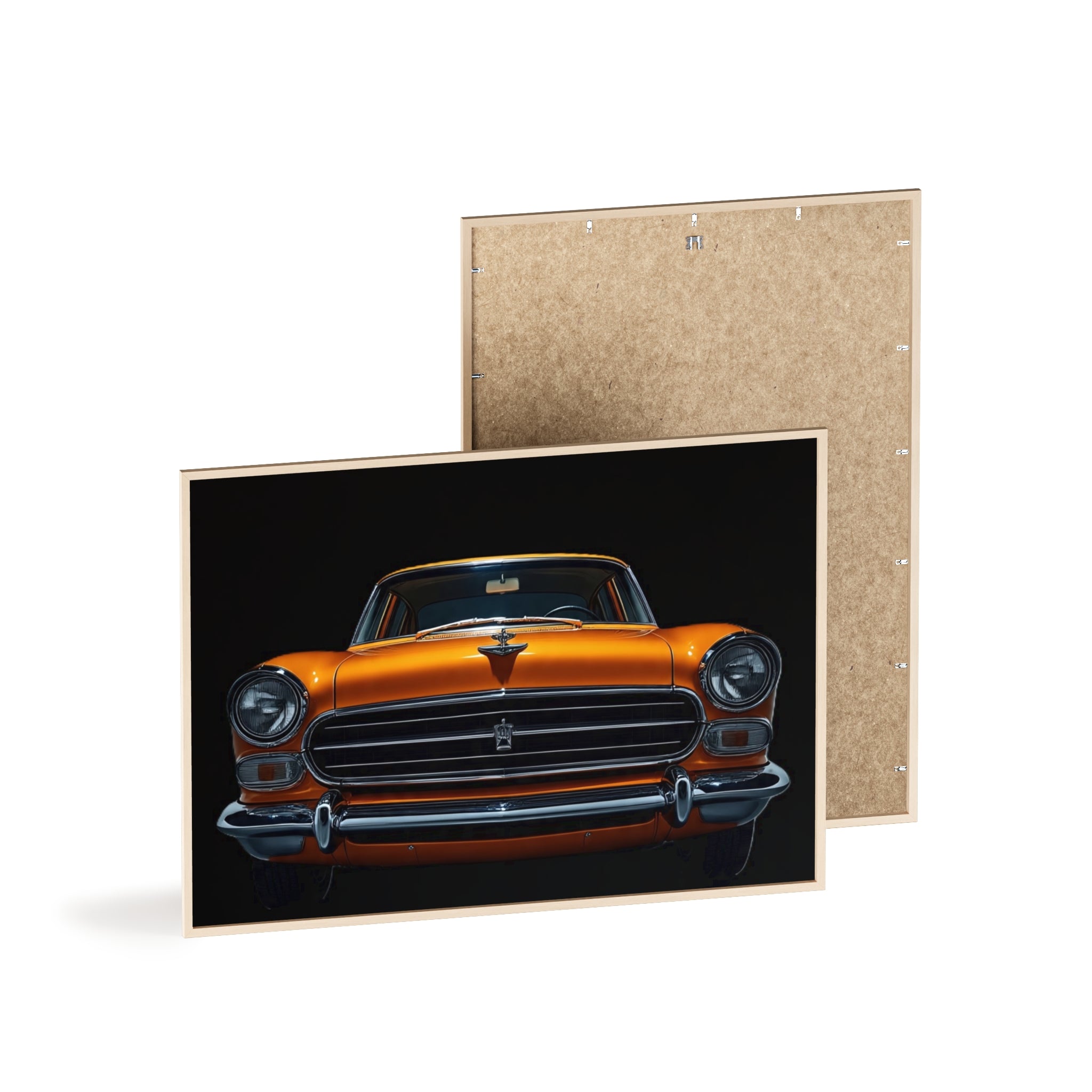 Classic Car Art Poster with Wooden Frame, Vintage Auto Decor, Gift for Car Lovers, Retro Wall Art, Home & Office Decoration