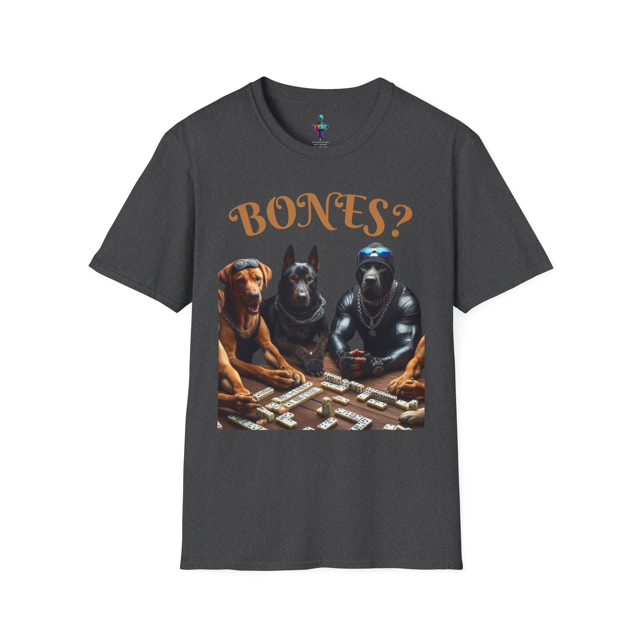 Softstyle T-Shirt with VYBZ Dogs Playing Dominos Urban Slang Design
