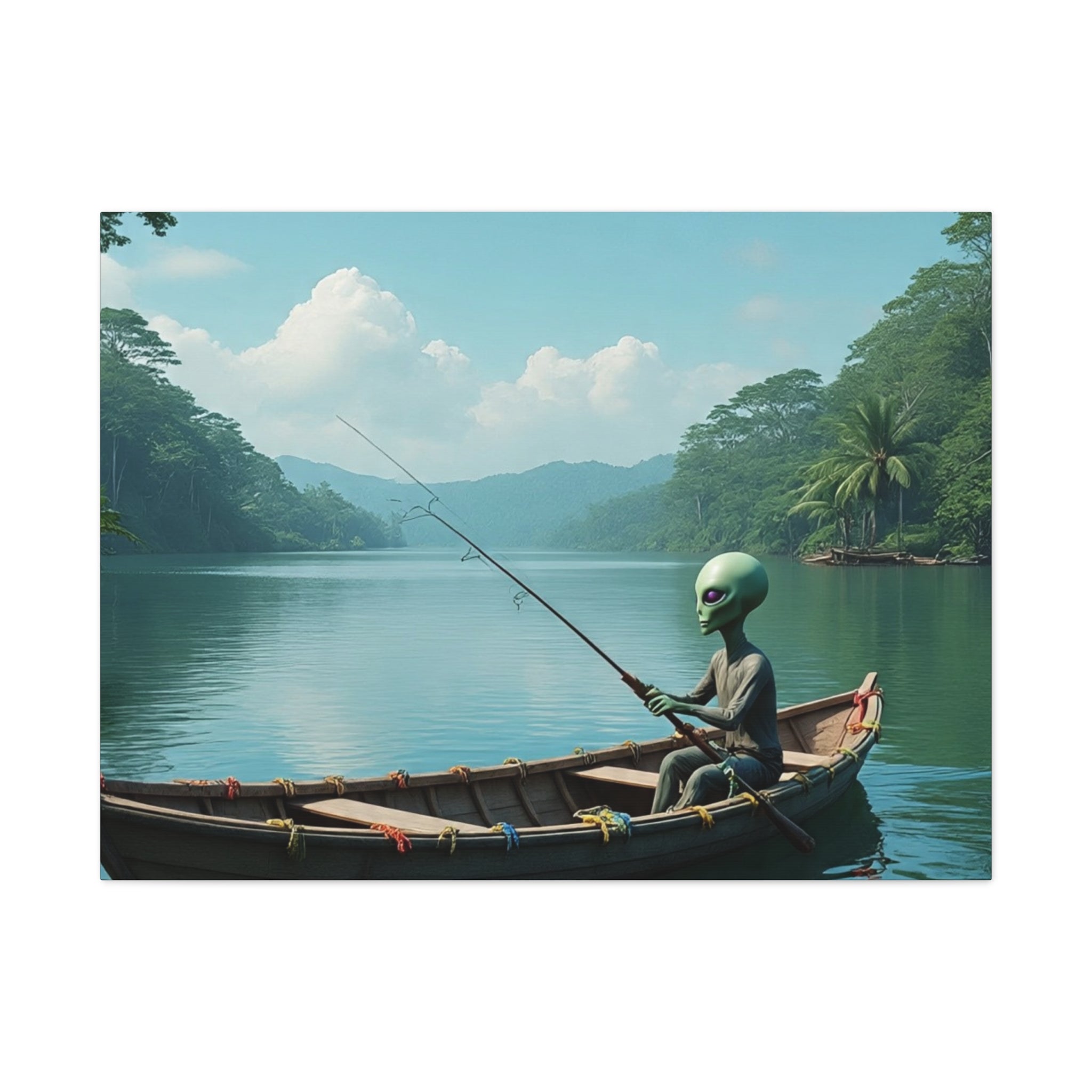 Alien Fishing Canvas Art
