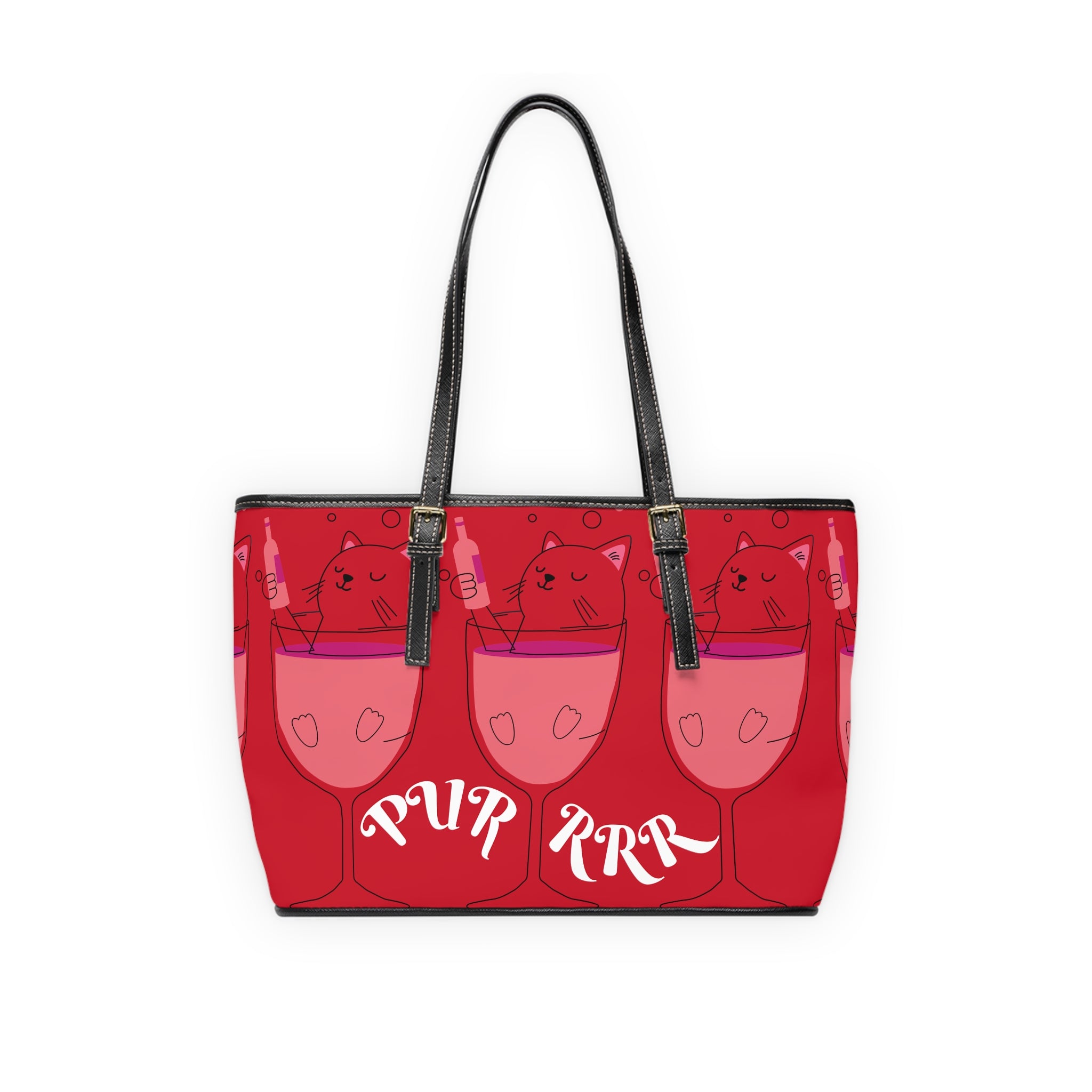 VYBZ Quirky Cat-Themed Shoulder Bag, Cat Lover Tote, Gift for Cat Enthusiasts, Trendy Purse for Parties, Fun Bag for Wine Lovers