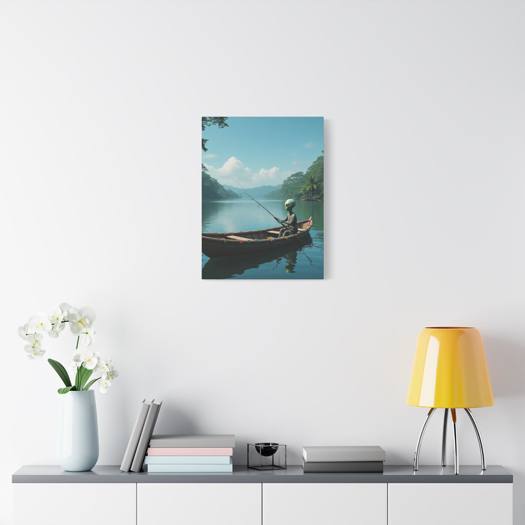 Alien Fishing Canvas Art