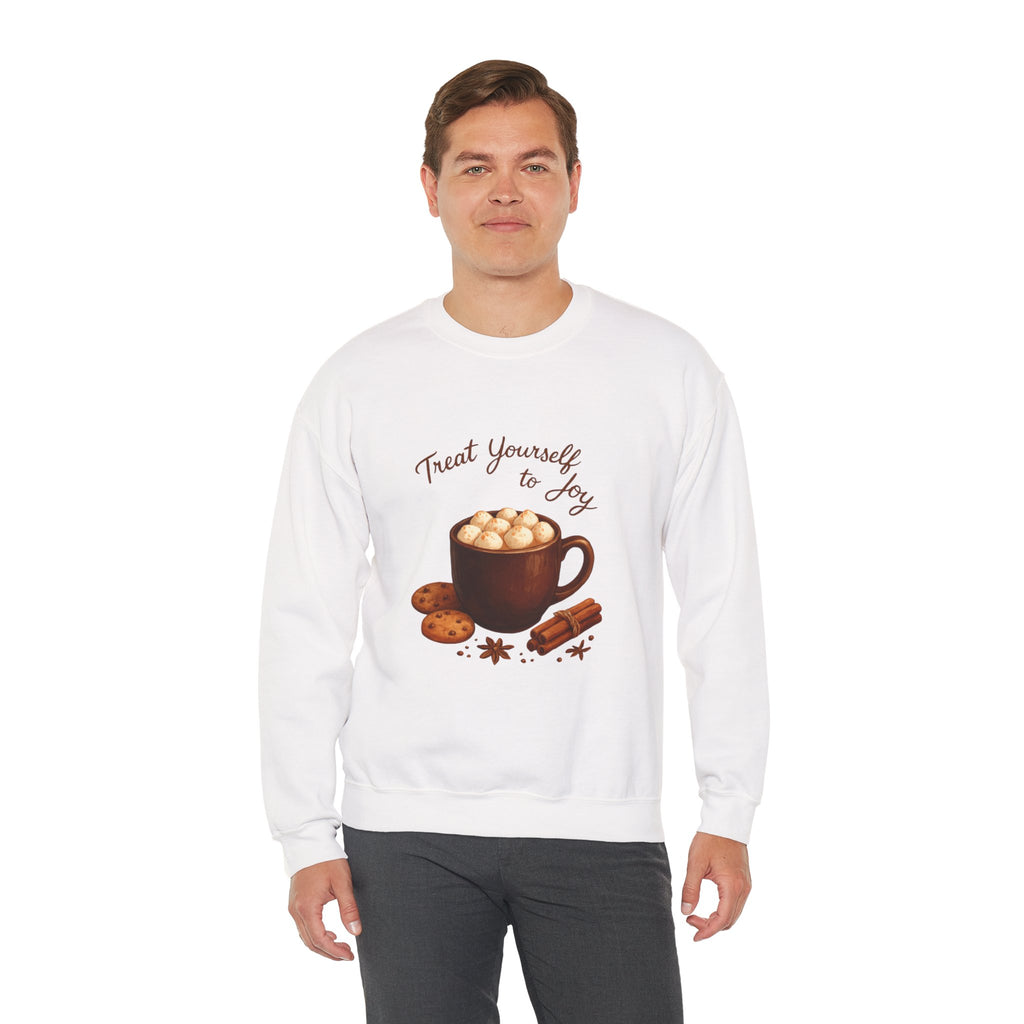 Cozy Hot Cocoa Sweatshirt — "Treat Yourself to Joy" Crewneck