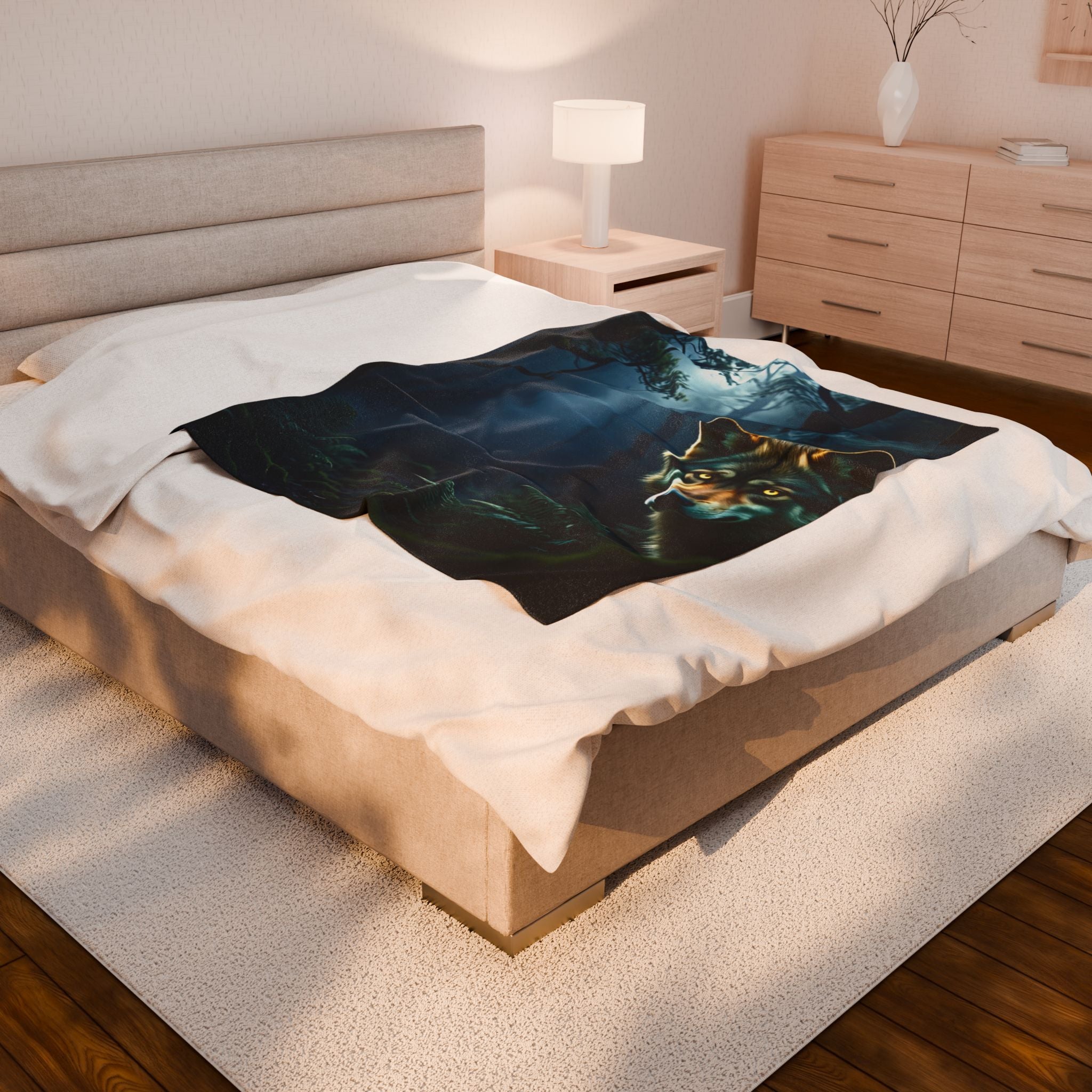 Mysterious Wolf Plush Blanket