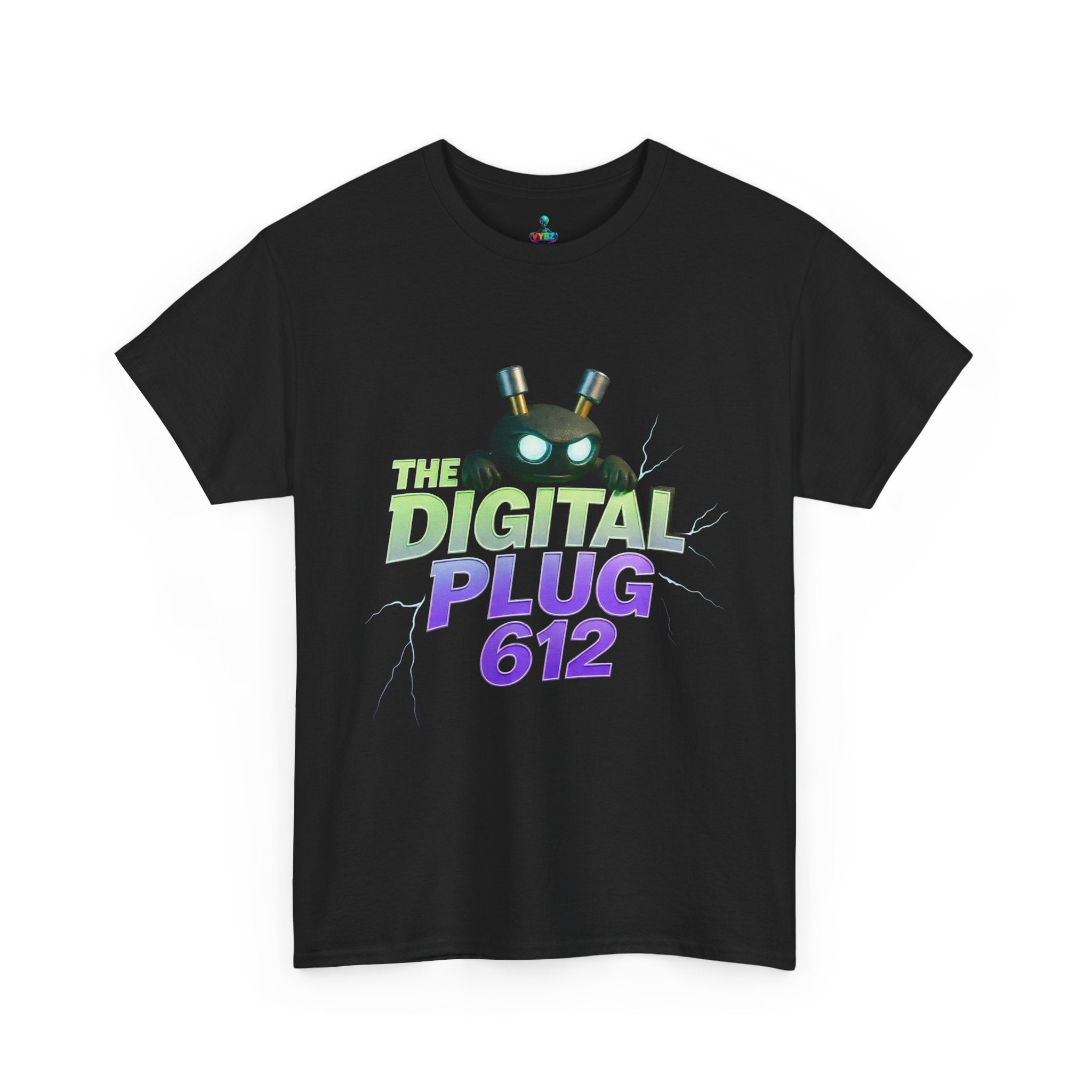 The Digital Plug 612 Tee — Retro Neon Tech Graphic T-Shirt