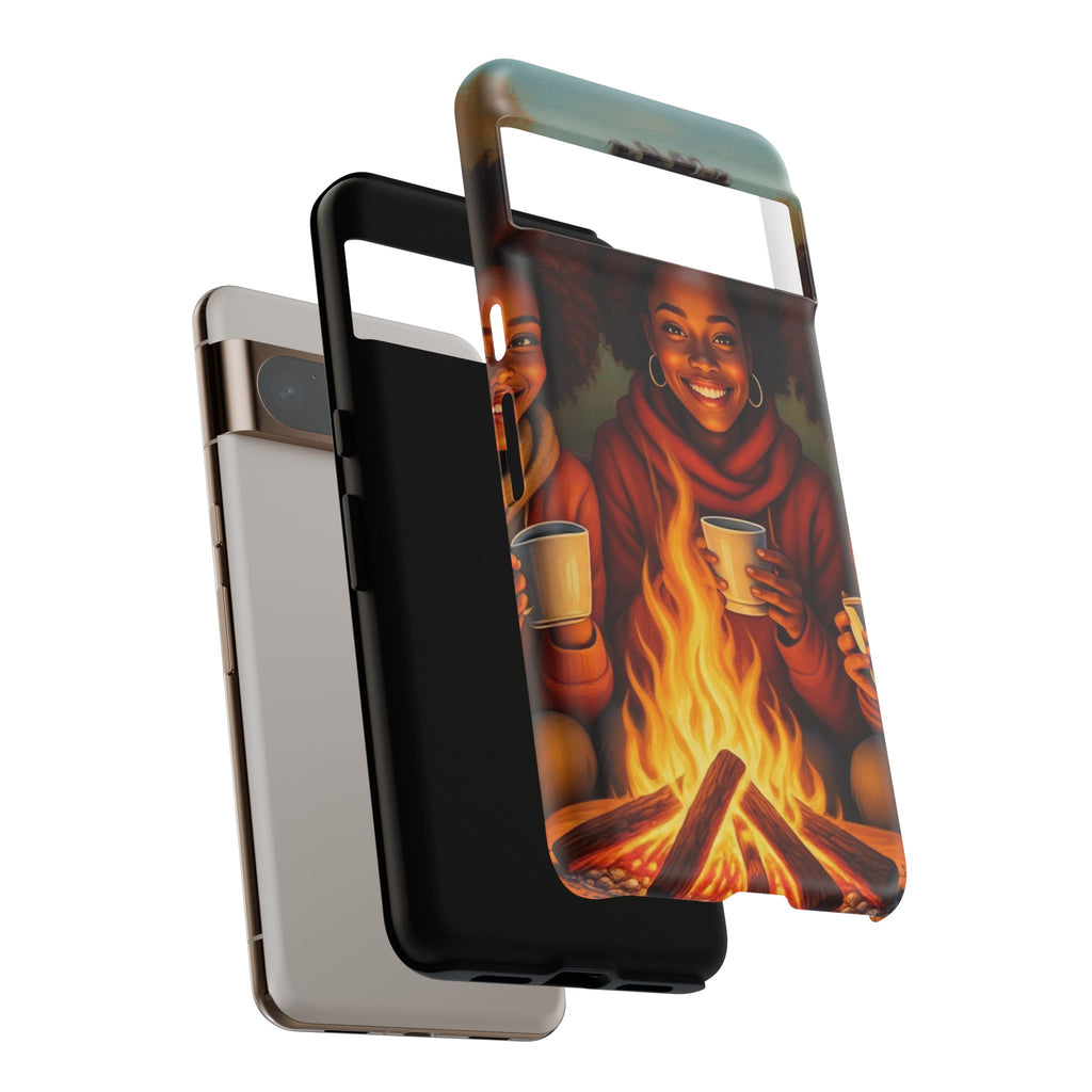Cozy Phone Case for Campfire Lovers, Tough Cases with Inspirational Design, Perfect Gift for Friends, Birthday Present, Nature Vibe