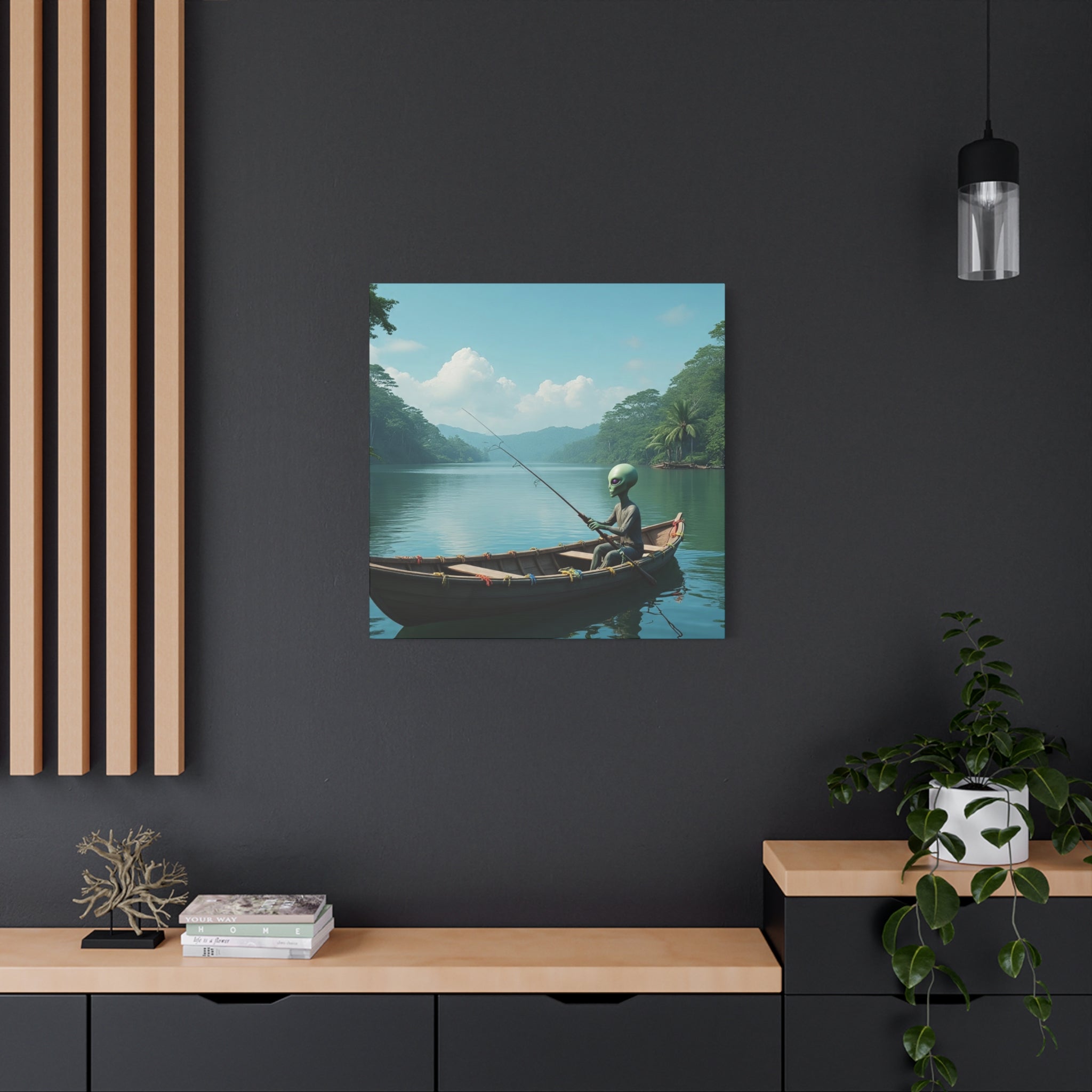 Alien Fishing Canvas Art
