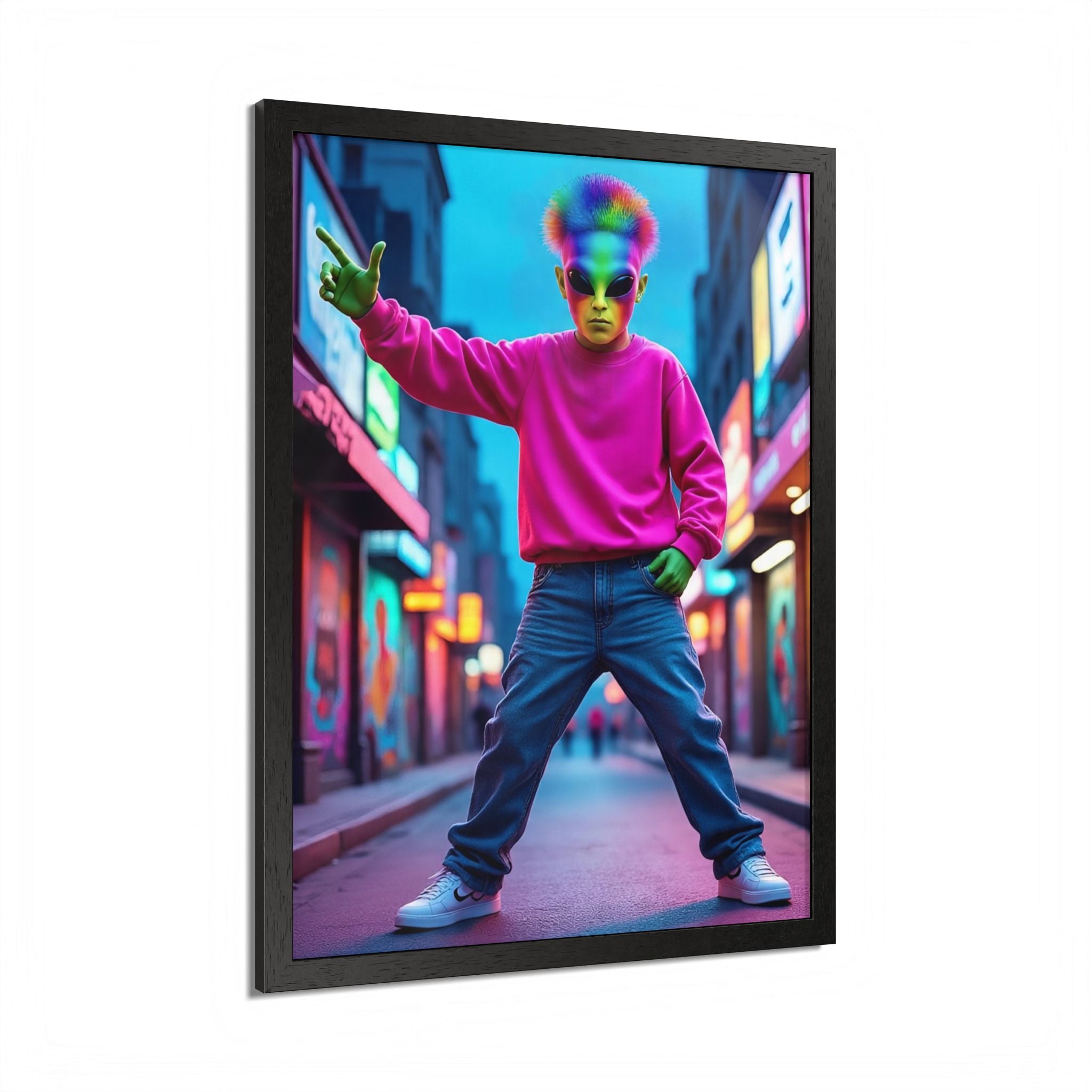 Vibrant Framed Poster, Colorful Wall Art for Home Décor, Funky Room Decoration, Unique Gift for Art Lovers, Retro Vibes, Pop Culture