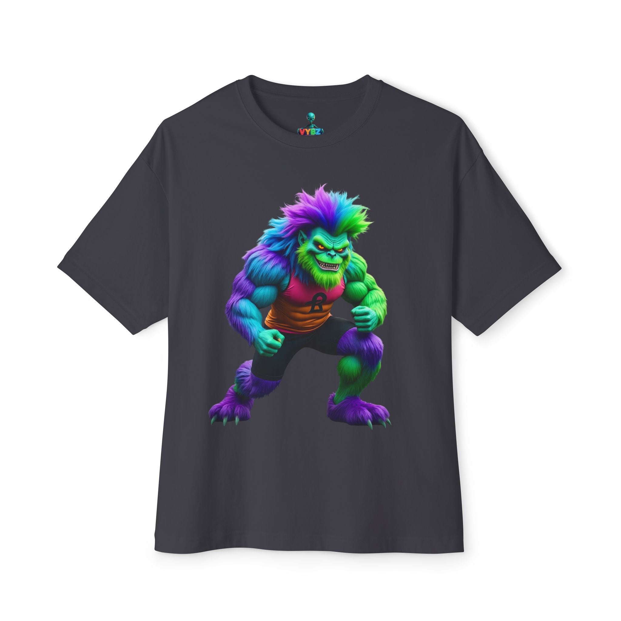 VYBZ Colorful Monster Graphic Tee, Fun Unisex Boxy Shirt, Casualwear for Kids & Adults, Gifts for Birthdays, Festivals, Summer Vibes, Streetwear