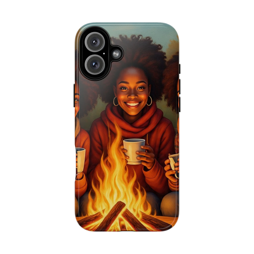Cozy Phone Case for Campfire Lovers, Tough Cases with Inspirational Design, Perfect Gift for Friends, Birthday Present, Nature Vibe