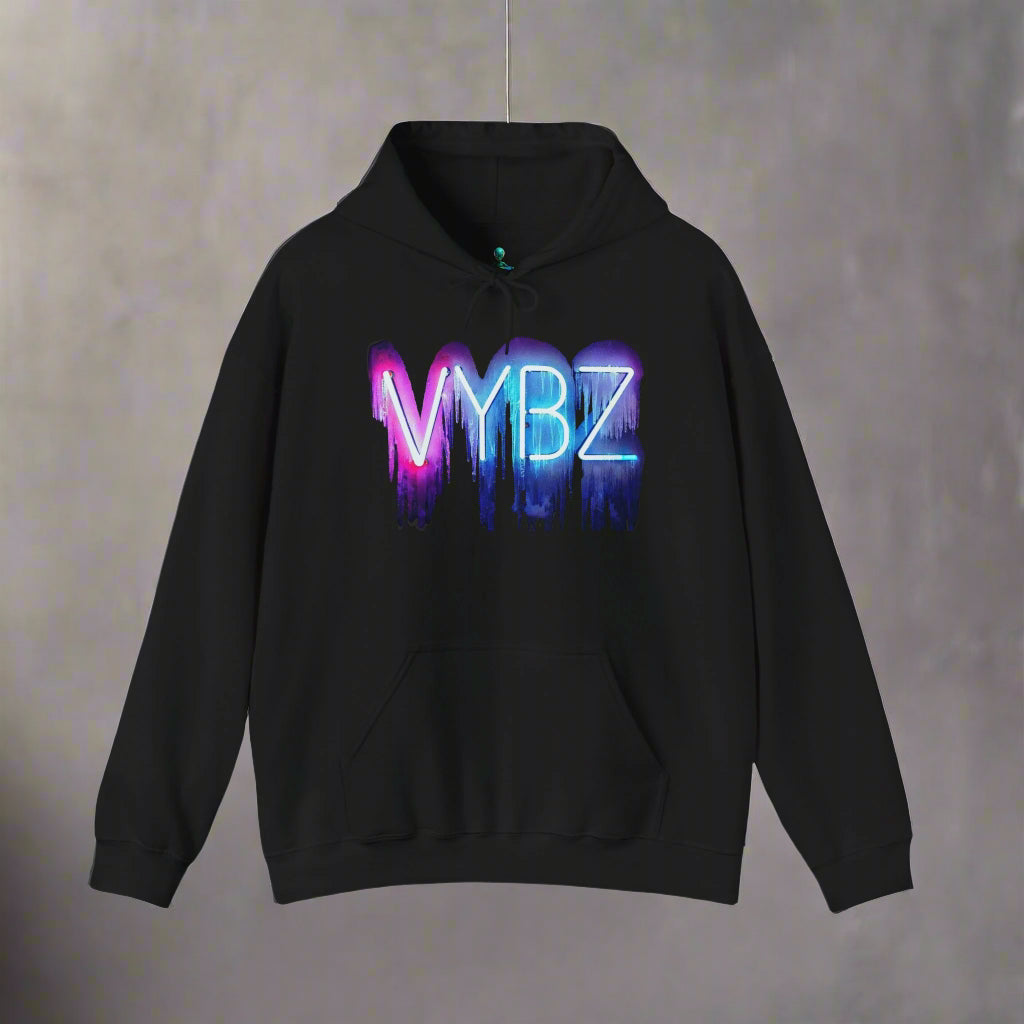 Vibrant VYBZ Unisex Hooded Sweatshirt, Trendy Streetwear, Layering Essential, Gift for Friends, Music Festival Outfit
