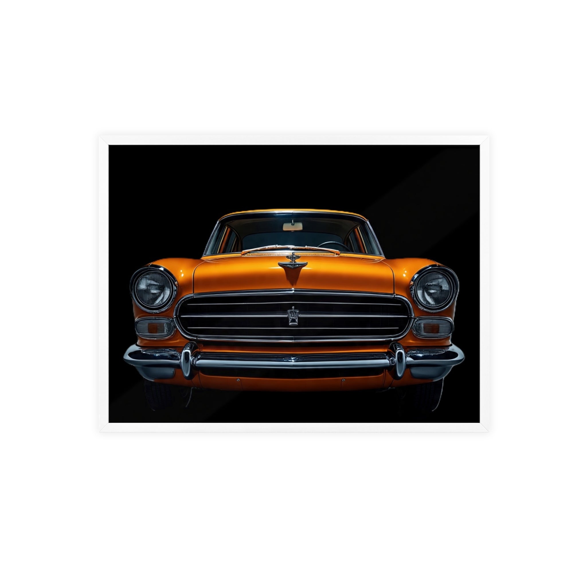 Classic Car Art Poster with Wooden Frame, Vintage Auto Decor, Gift for Car Lovers, Retro Wall Art, Home & Office Decoration