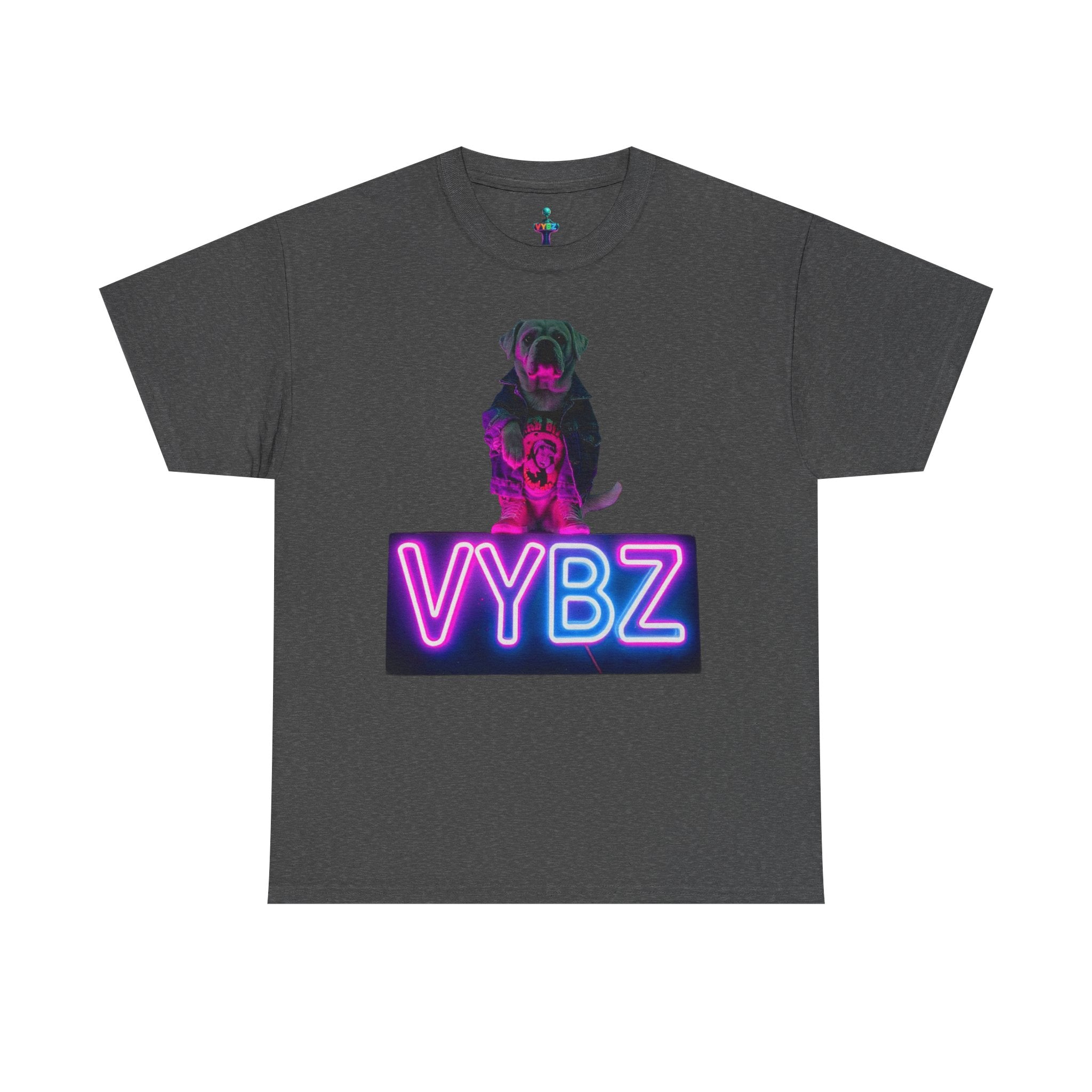 Neon Dog VYBZ Tee, Unisex Heavy Cotton T-Shirt, Casual Wear, Pet Lovers Gift, Streetwear Style, Dog Lover Apparel